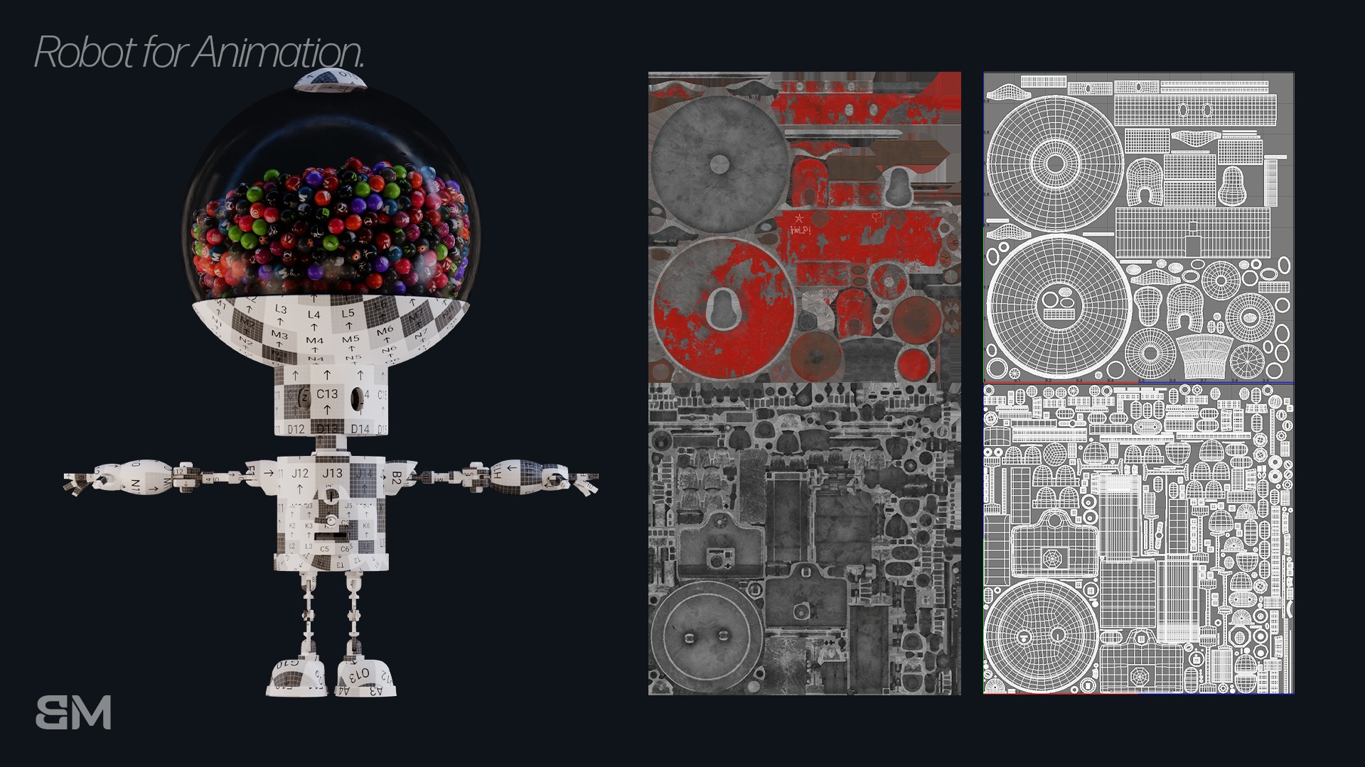 Robot with Rig for animation Low-poly 3D model_4