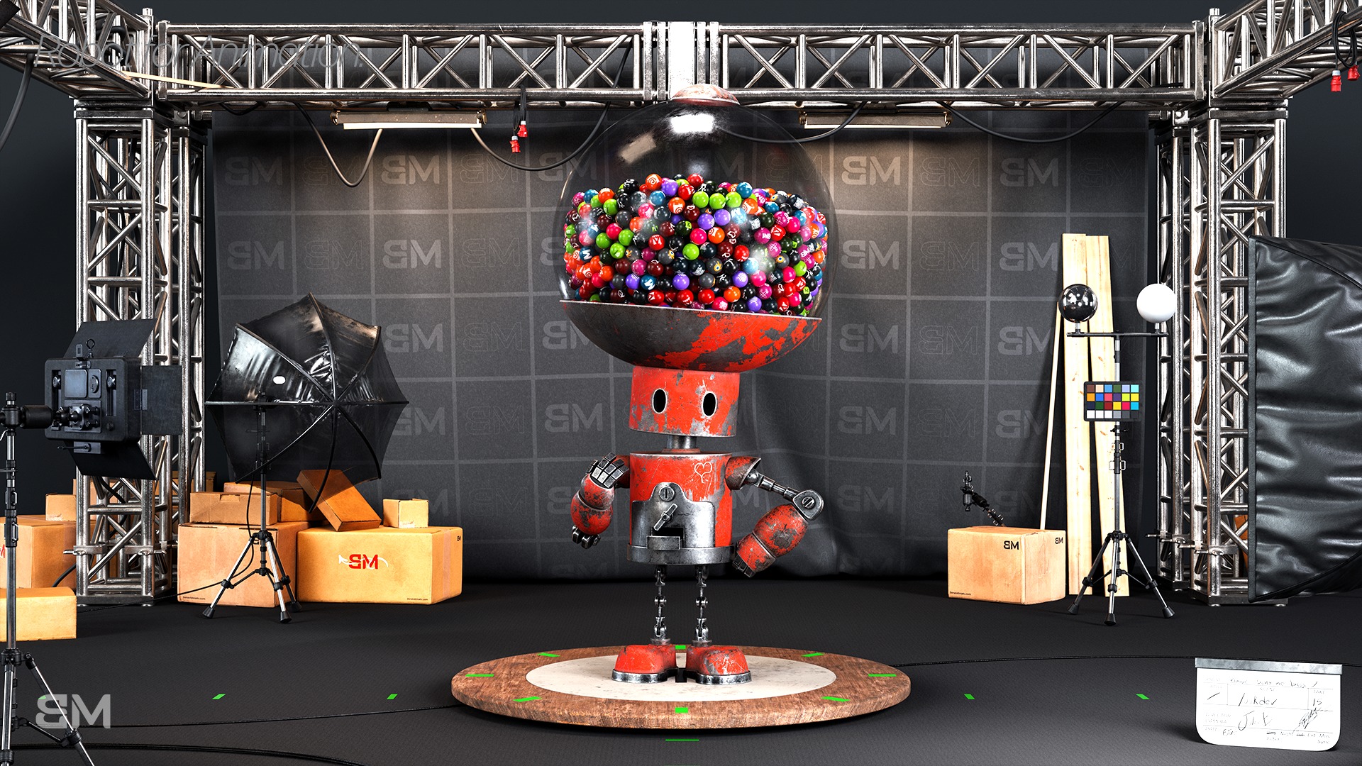 Robot with Rig for animation Low-poly 3D model_3