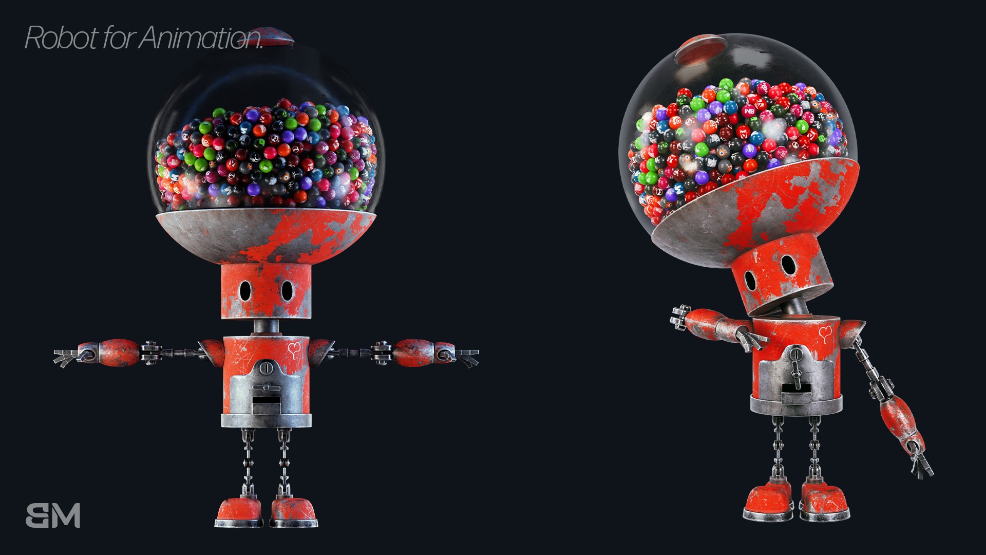 Robot with Rig for animation Low-poly 3D model_11