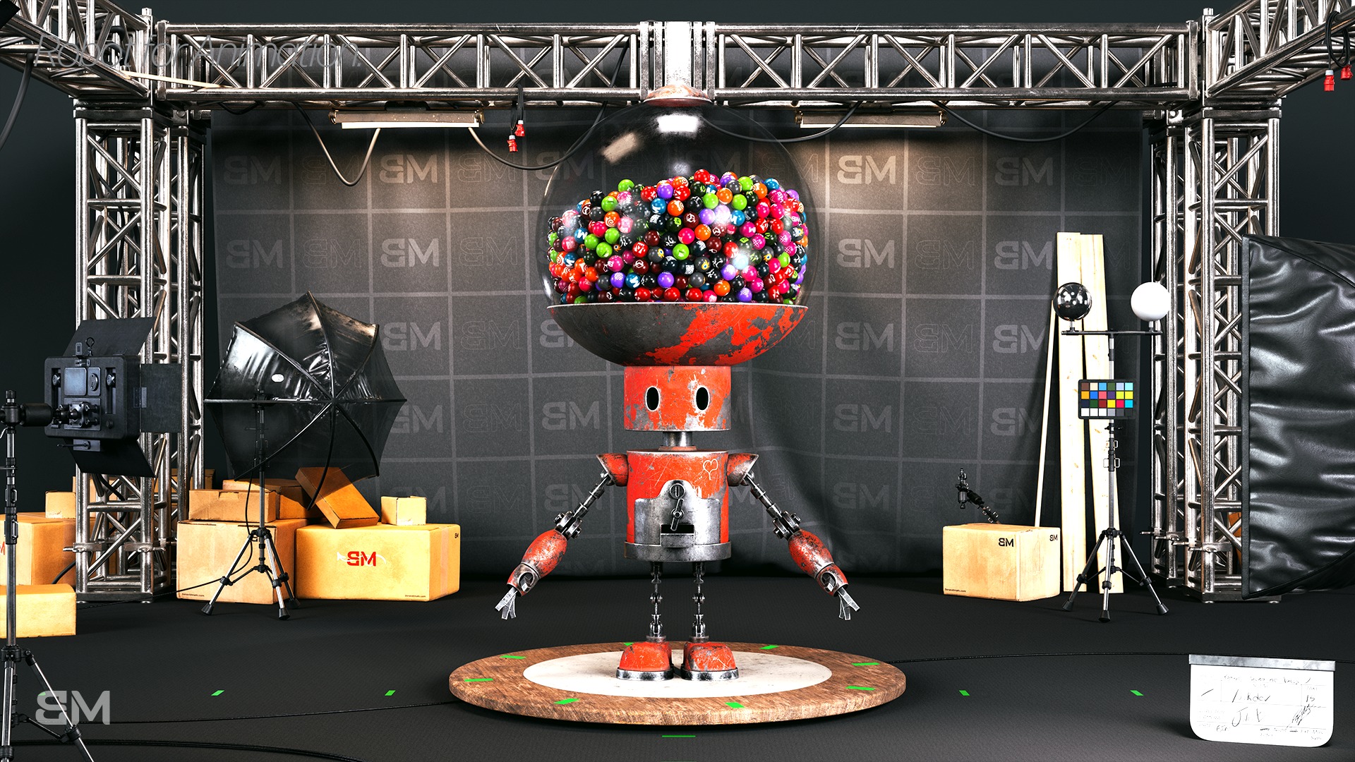 Robot with Rig for animation Low-poly 3D model_7