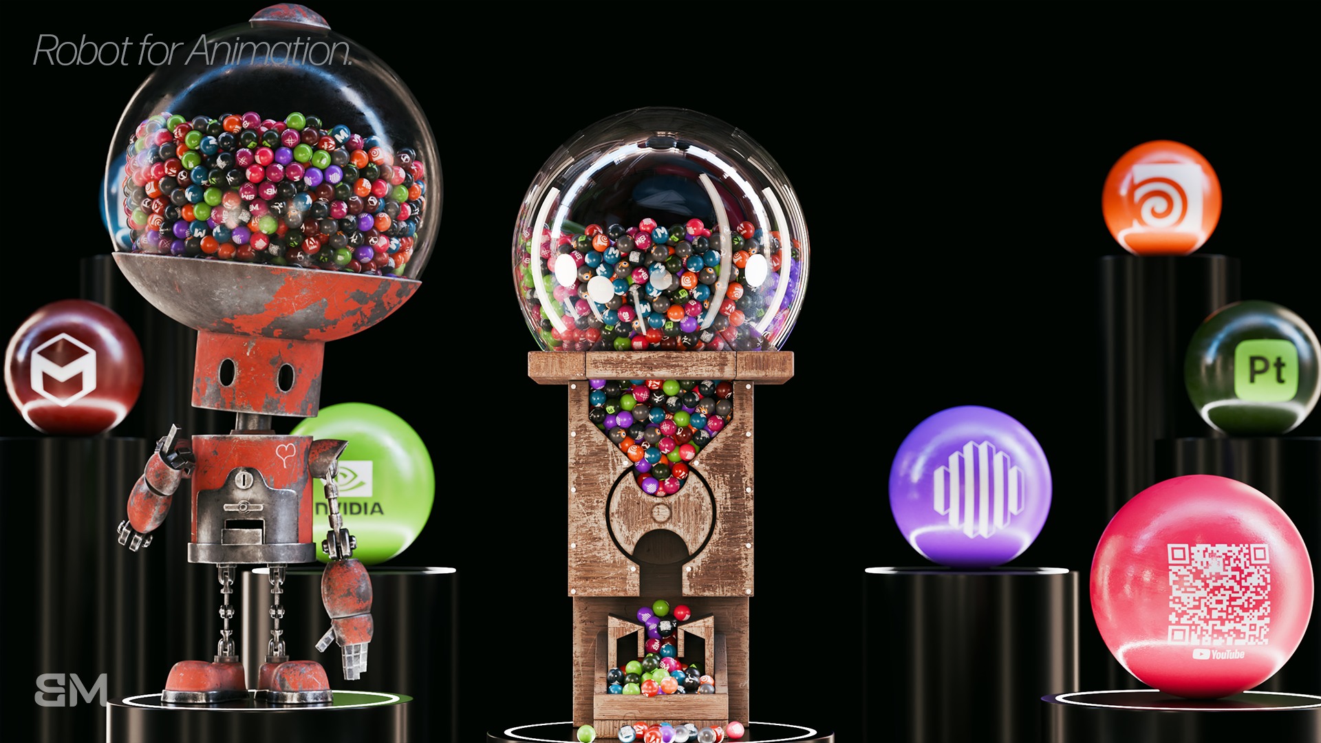 Robot with Rig for animation Low-poly 3D model_2