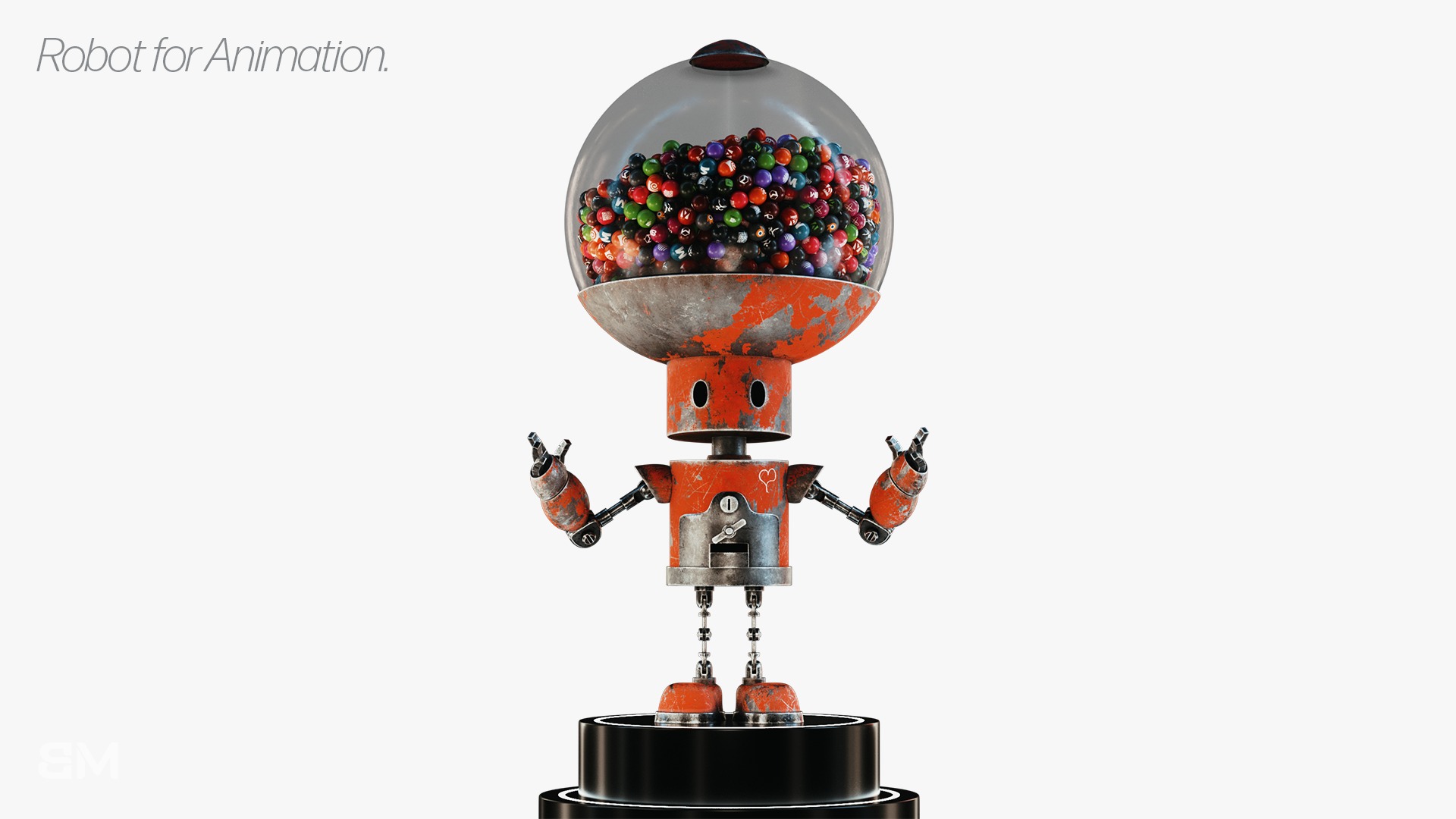 Robot with Rig for animation Low-poly 3D model_15