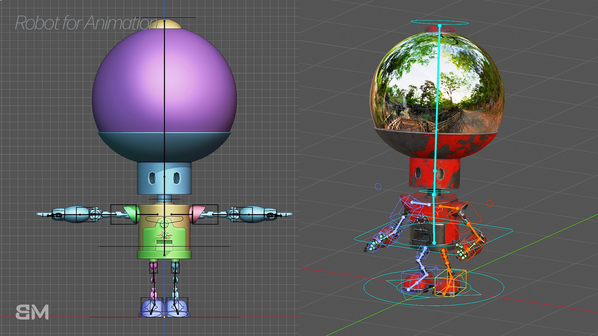 Robot with Rig for animation Low-poly 3D model_5
