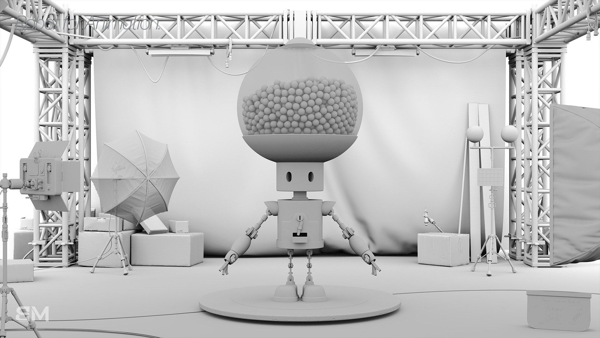 Robot with Rig for animation Low-poly 3D model_8
