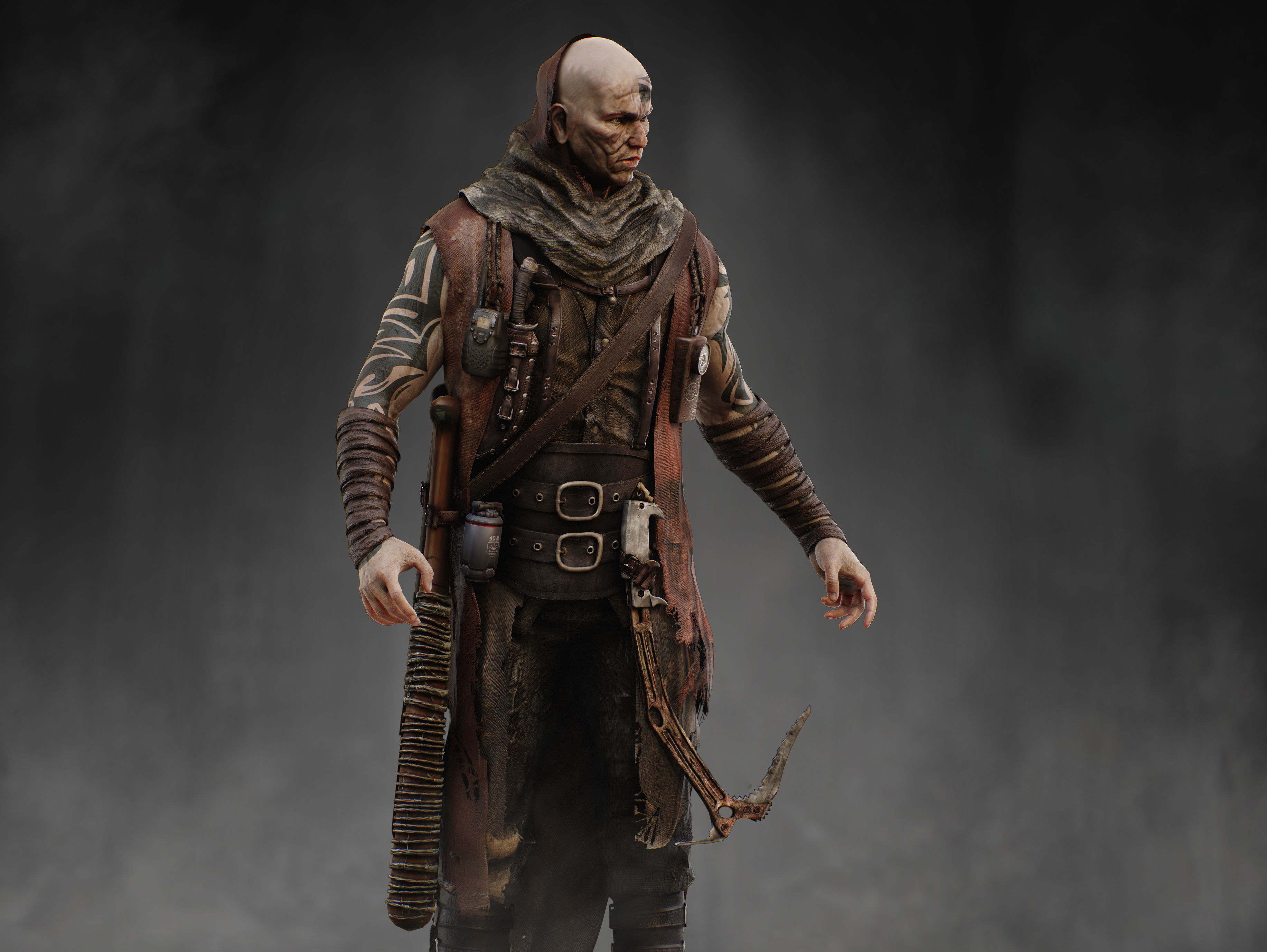 Post Apocalyptic Man Low-poly 3D model_13