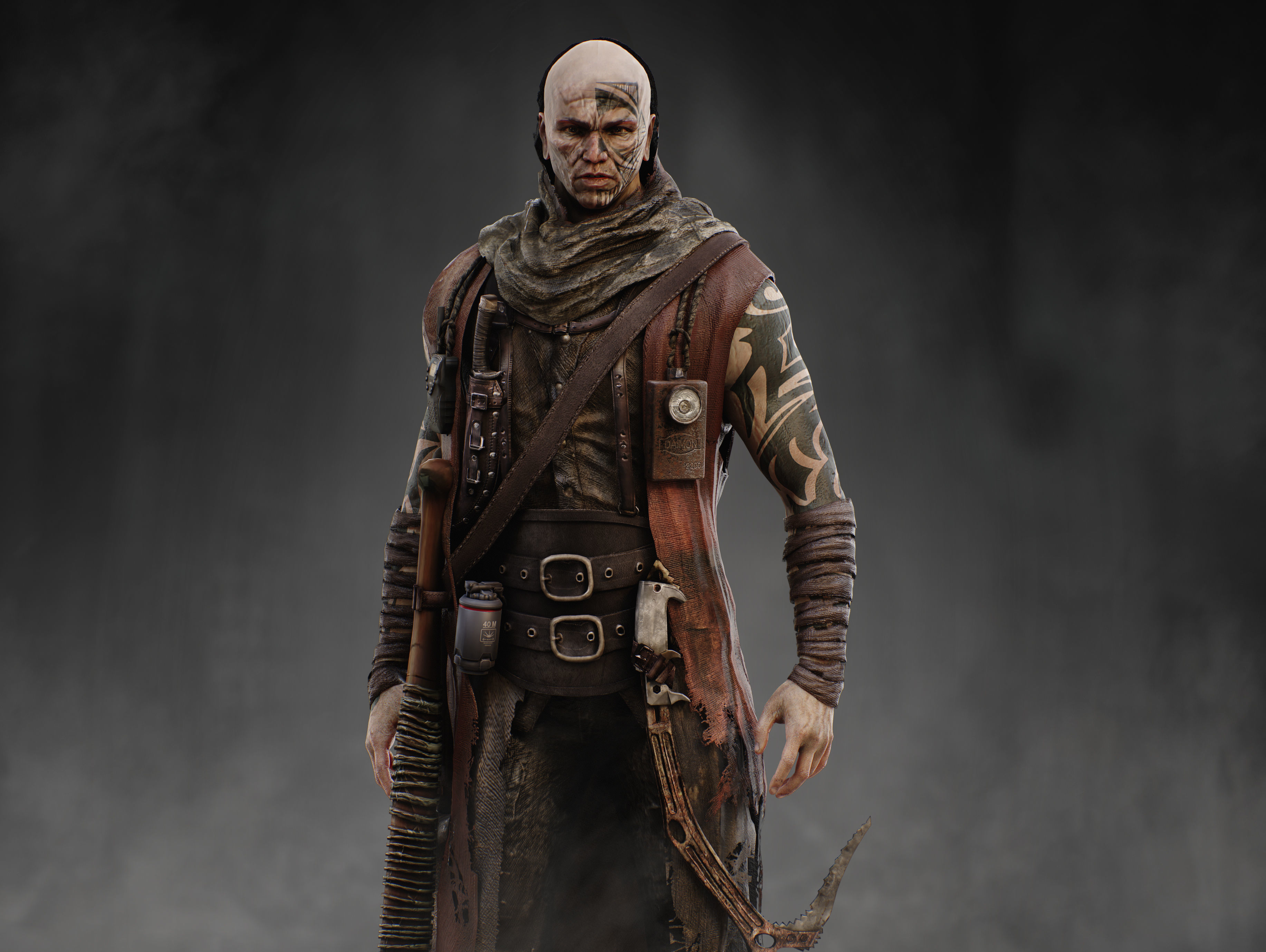 Post Apocalyptic Man Low-poly 3D model_3