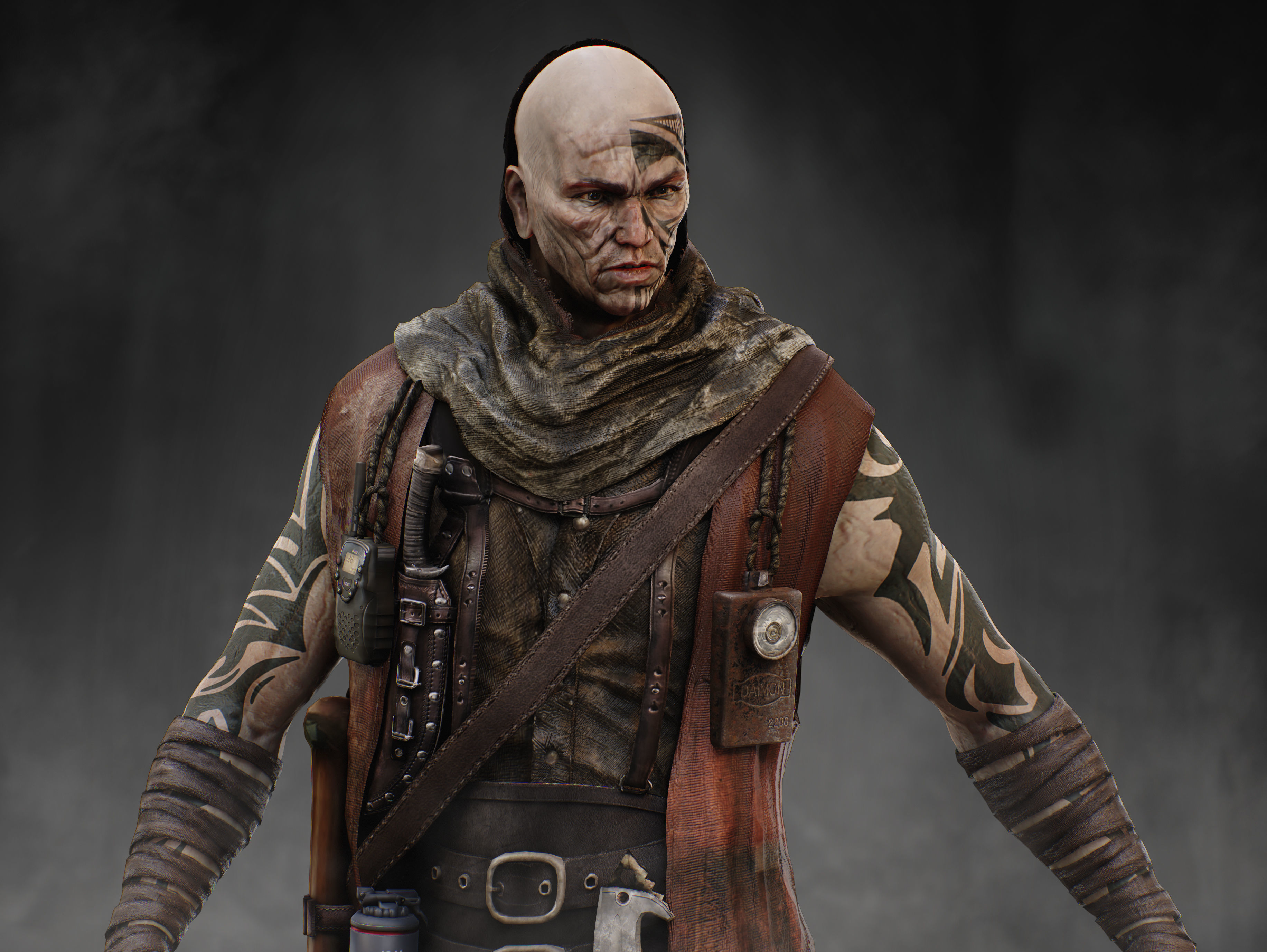 Post Apocalyptic Man Low-poly 3D model_11