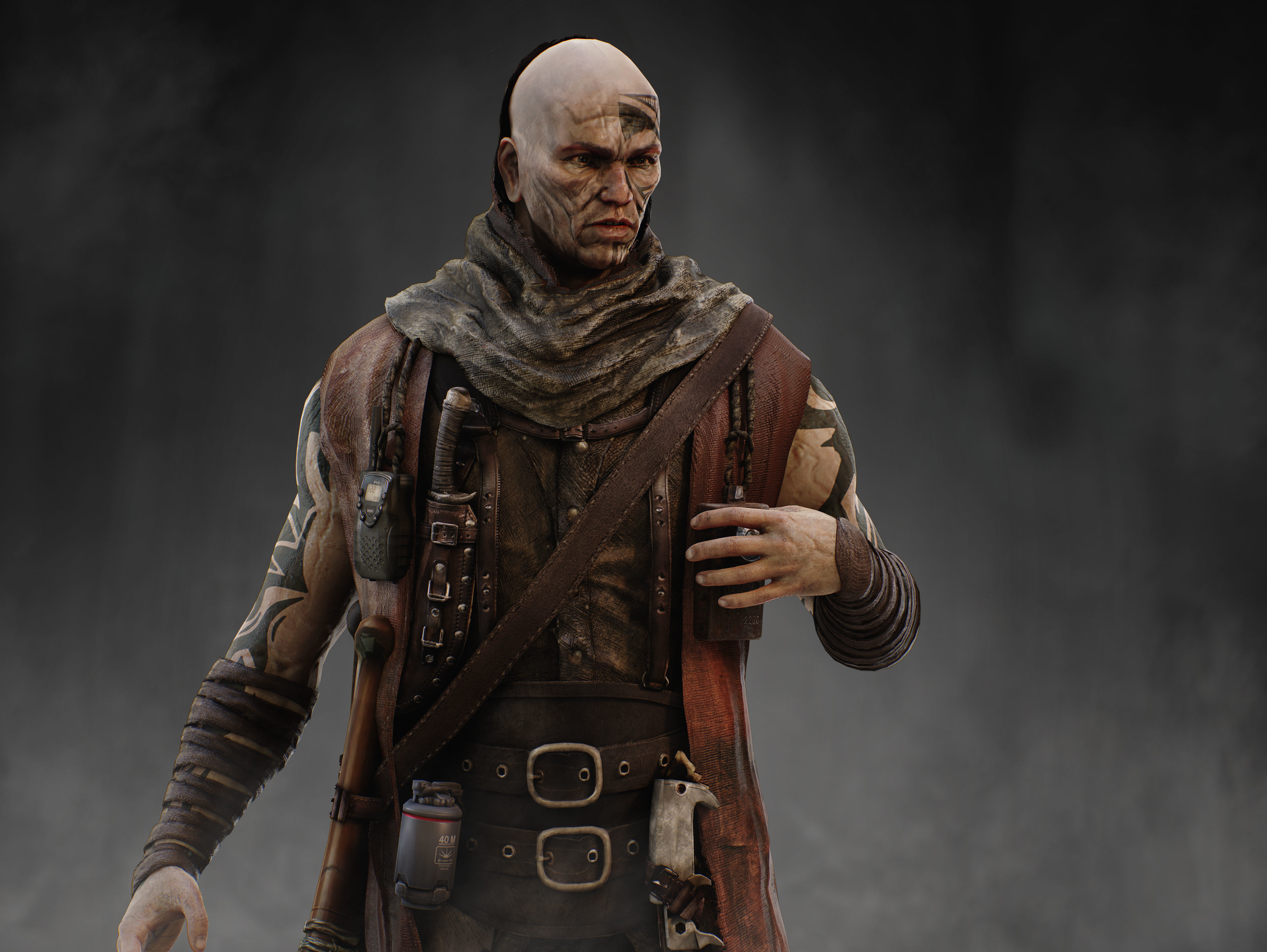 Post Apocalyptic Man Low-poly 3D model_2