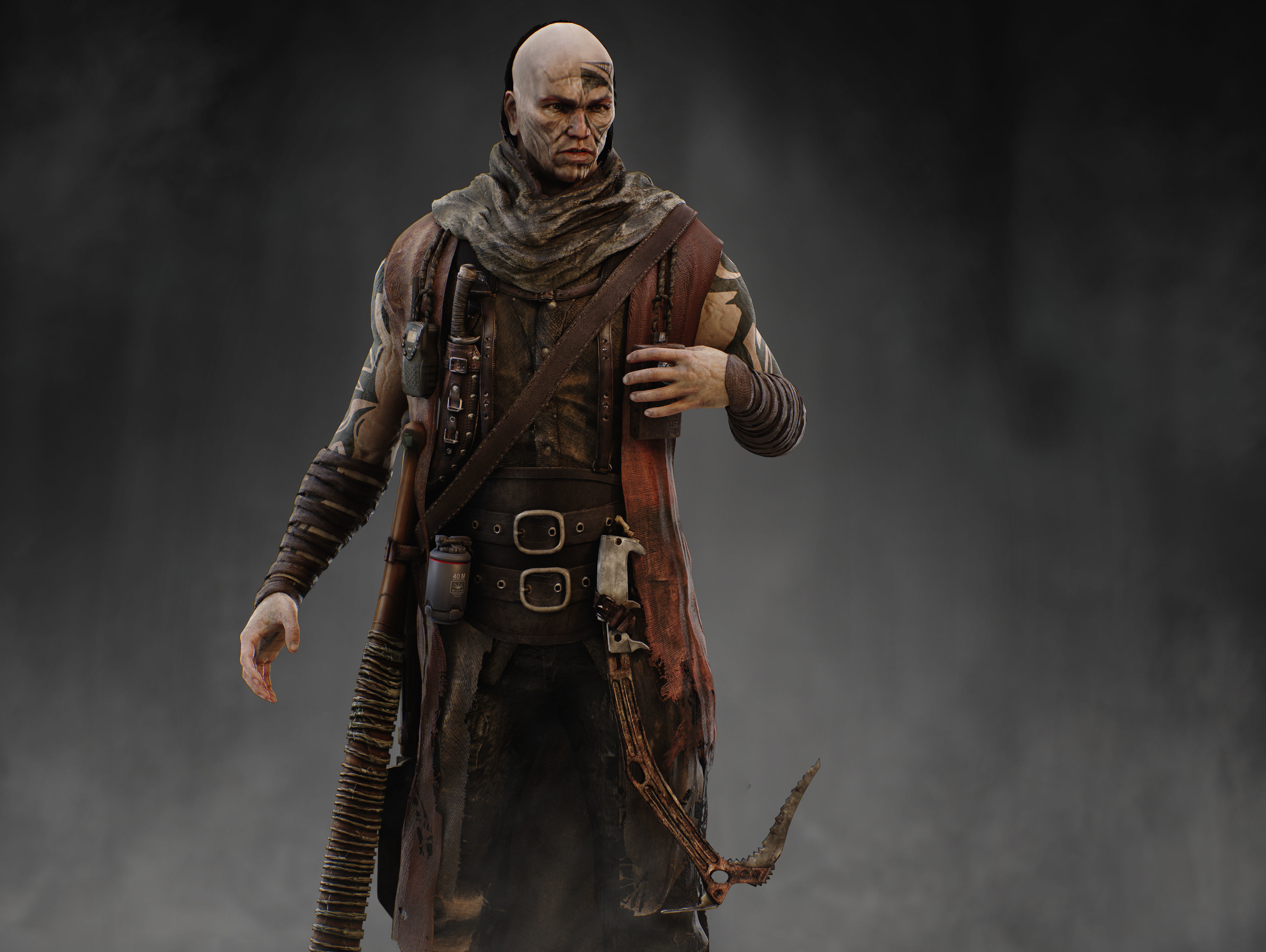 Post Apocalyptic Man Low-poly 3D model_5