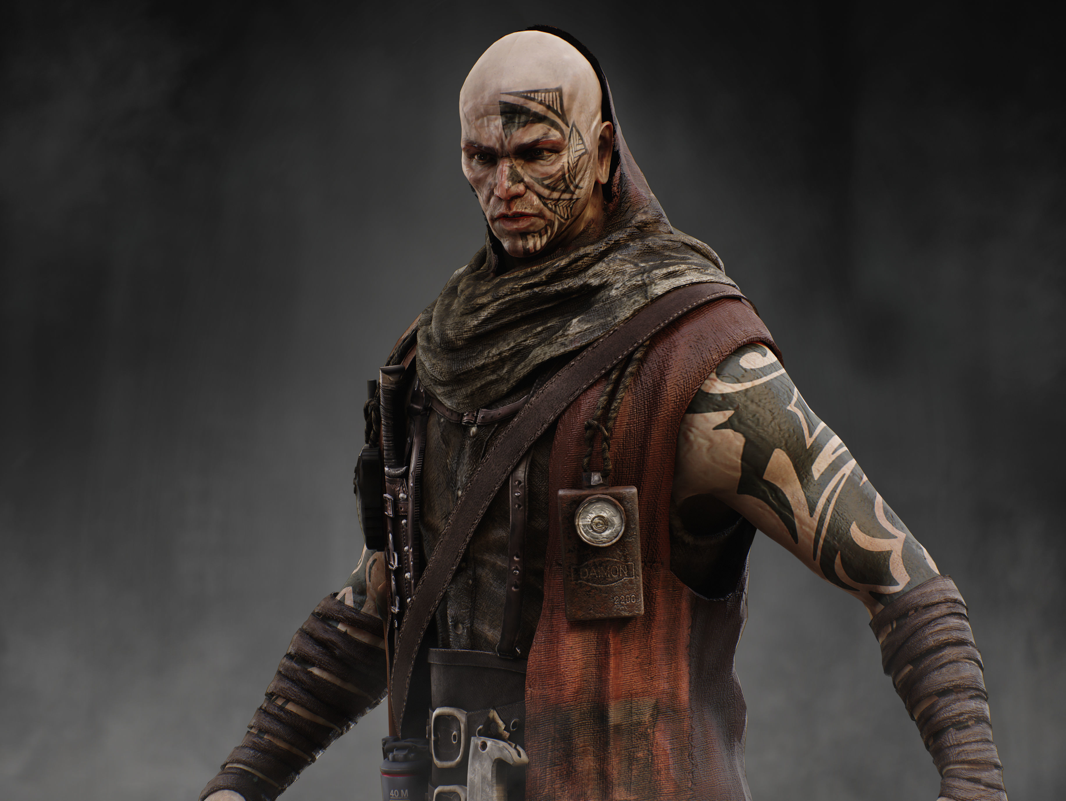 Post Apocalyptic Man Low-poly 3D model_8