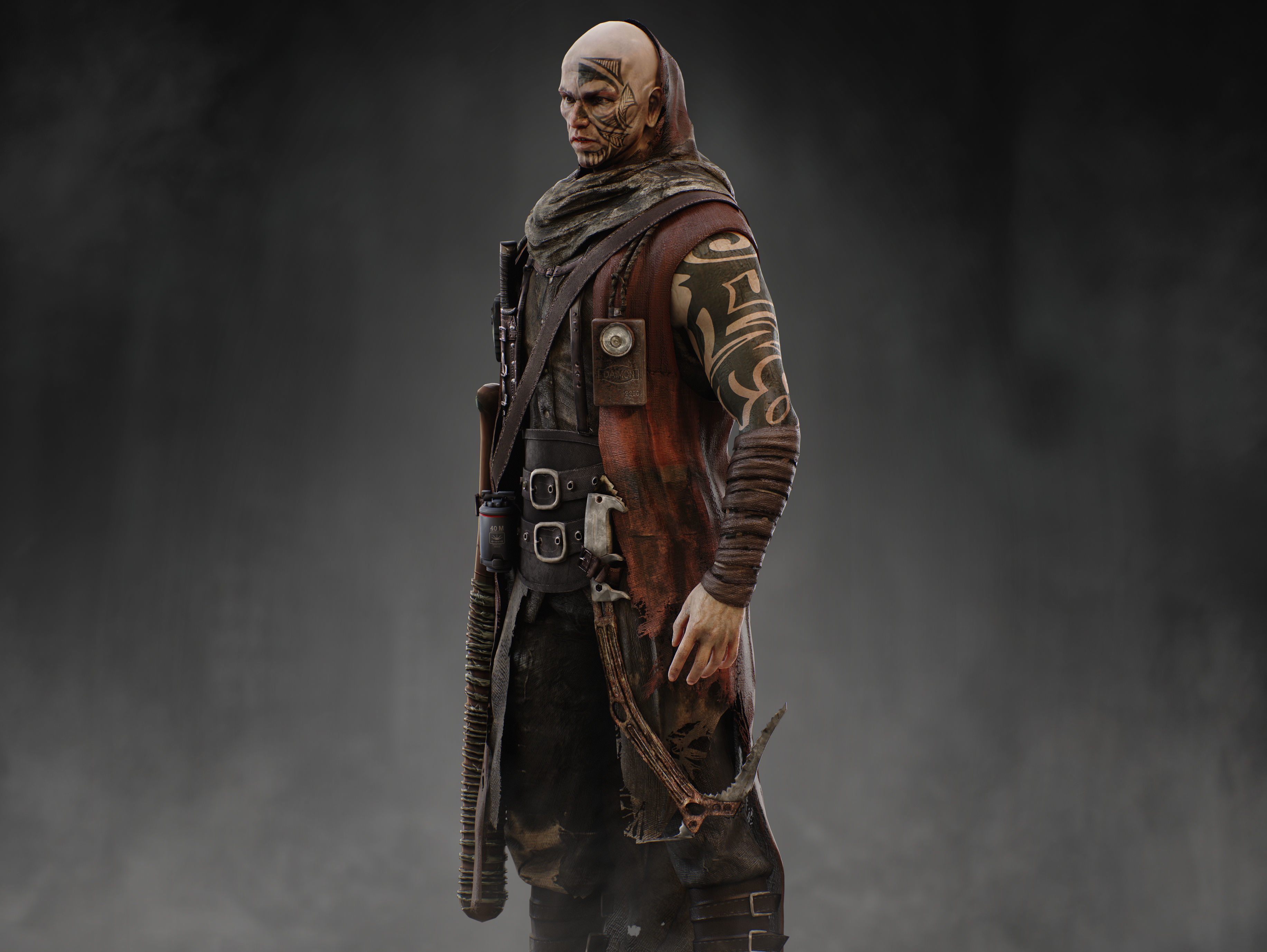 Post Apocalyptic Man Low-poly 3D model_9