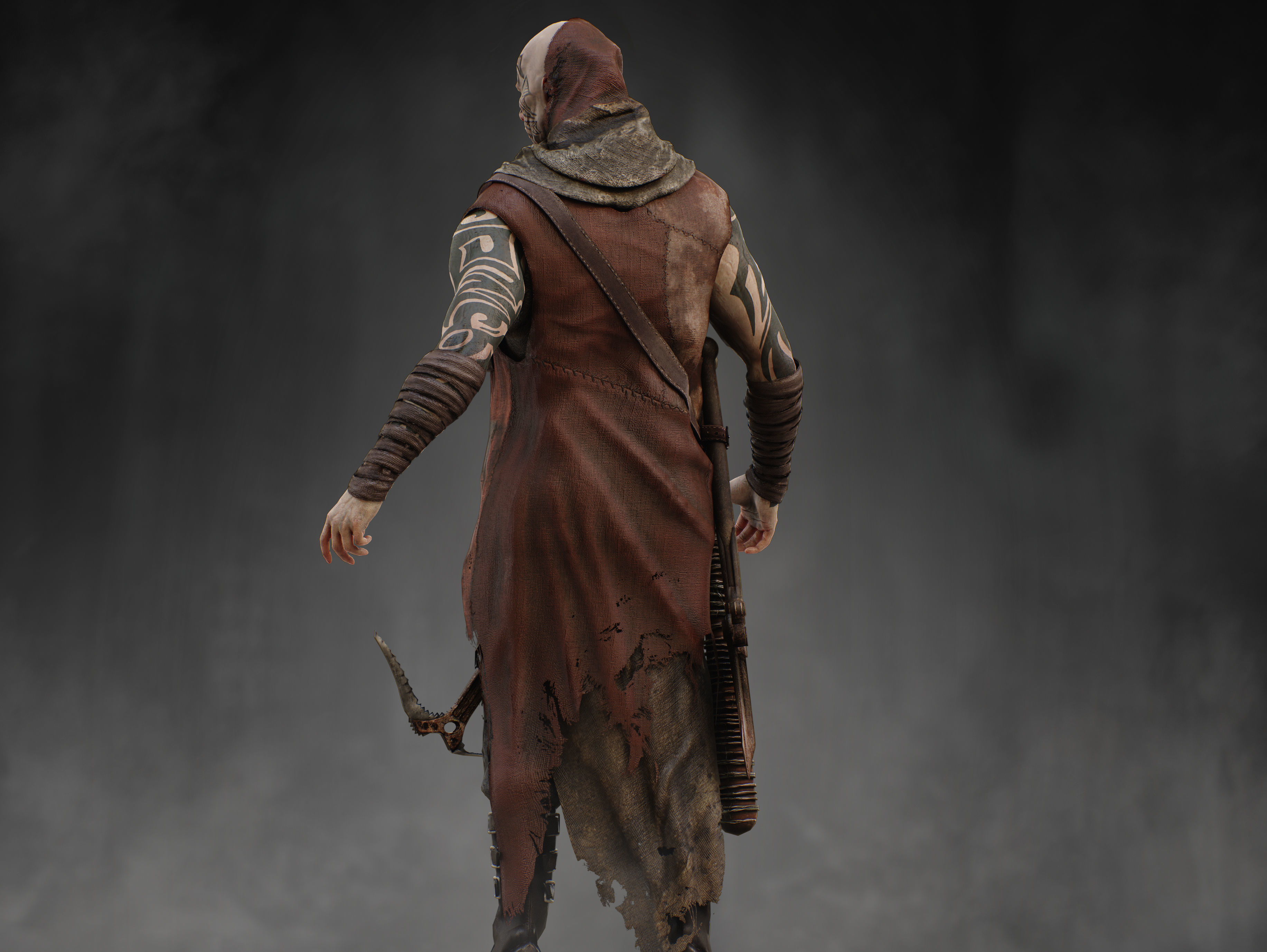 Post Apocalyptic Man Low-poly 3D model_10