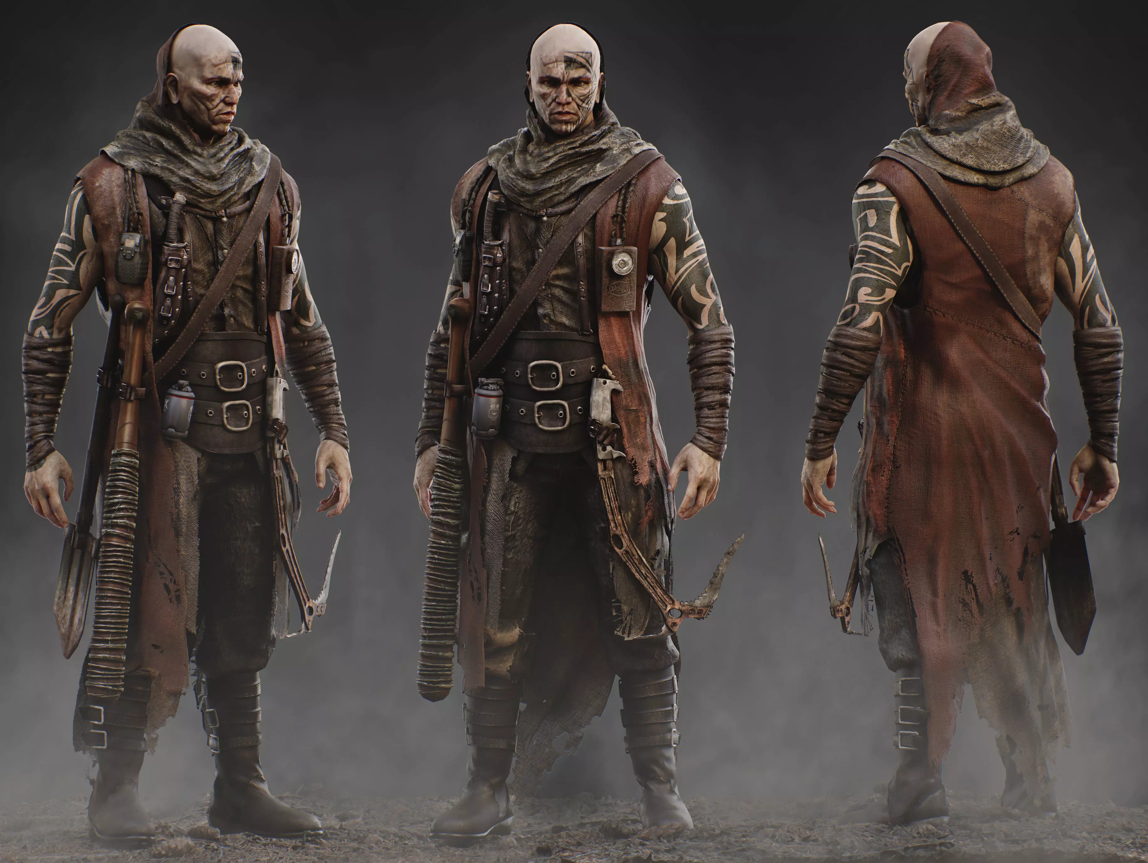 Post Apocalyptic Man Low-poly 3D model_0