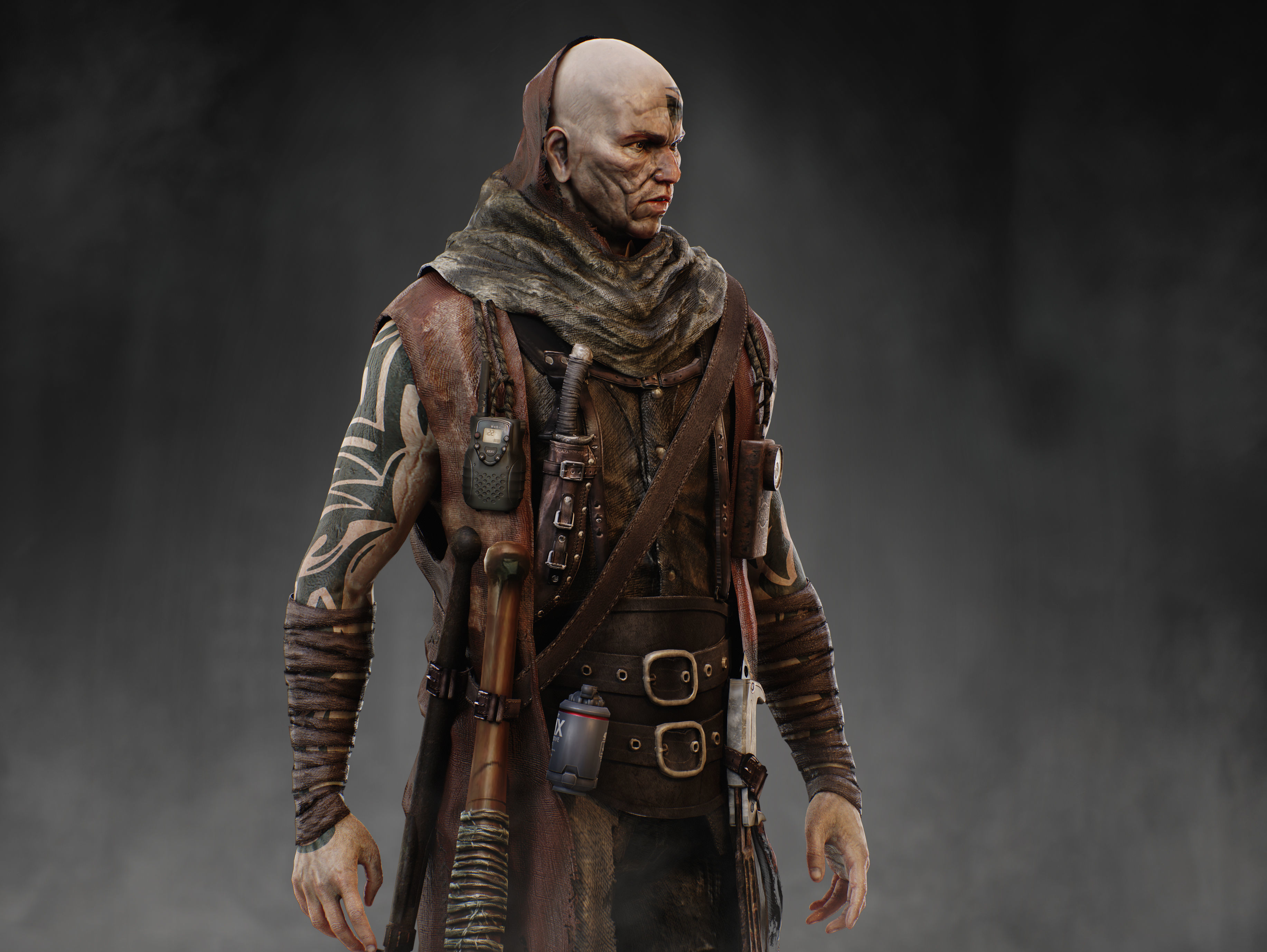 Post Apocalyptic Man Low-poly 3D model_7