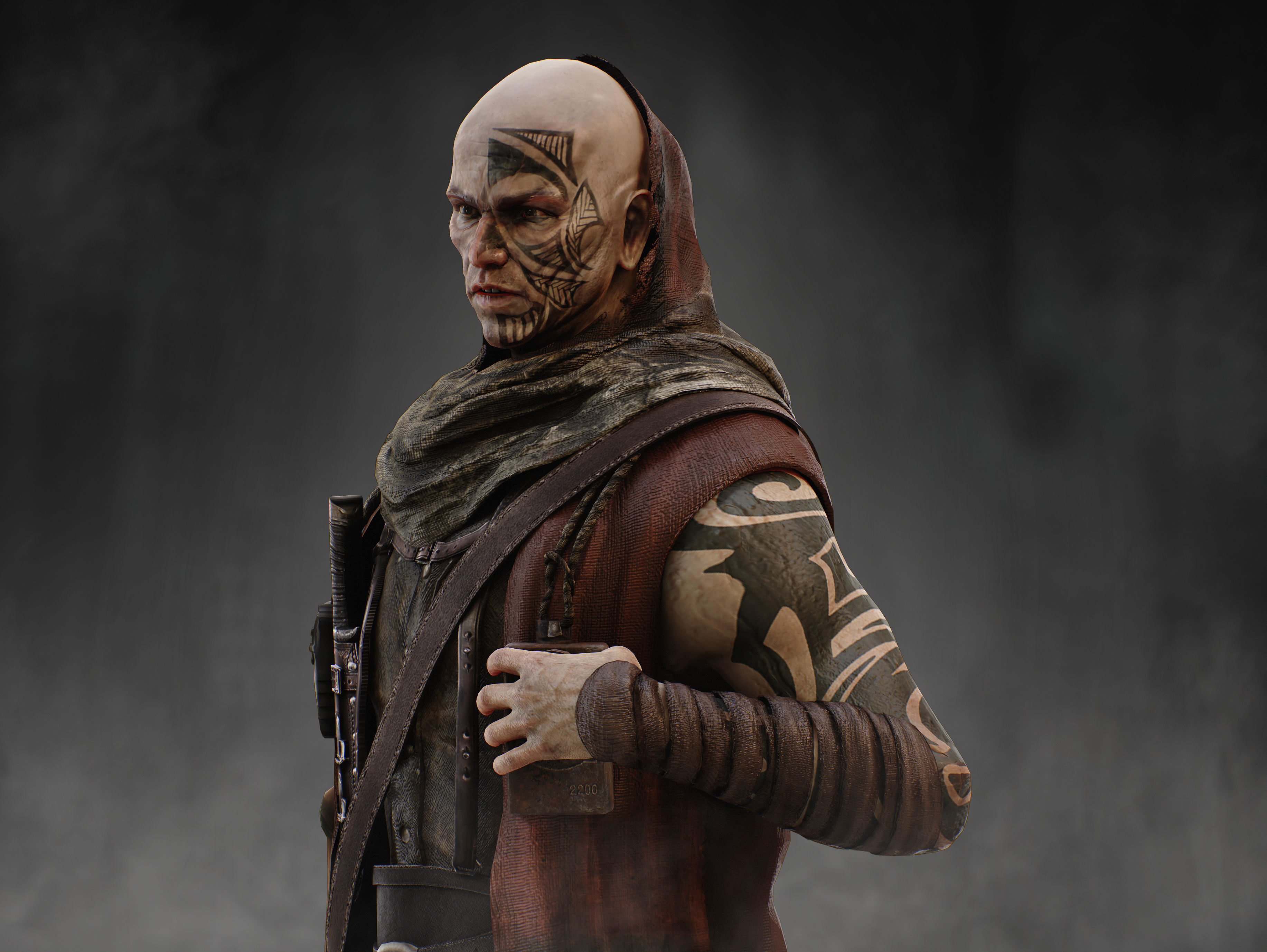 Post Apocalyptic Man Low-poly 3D model_14