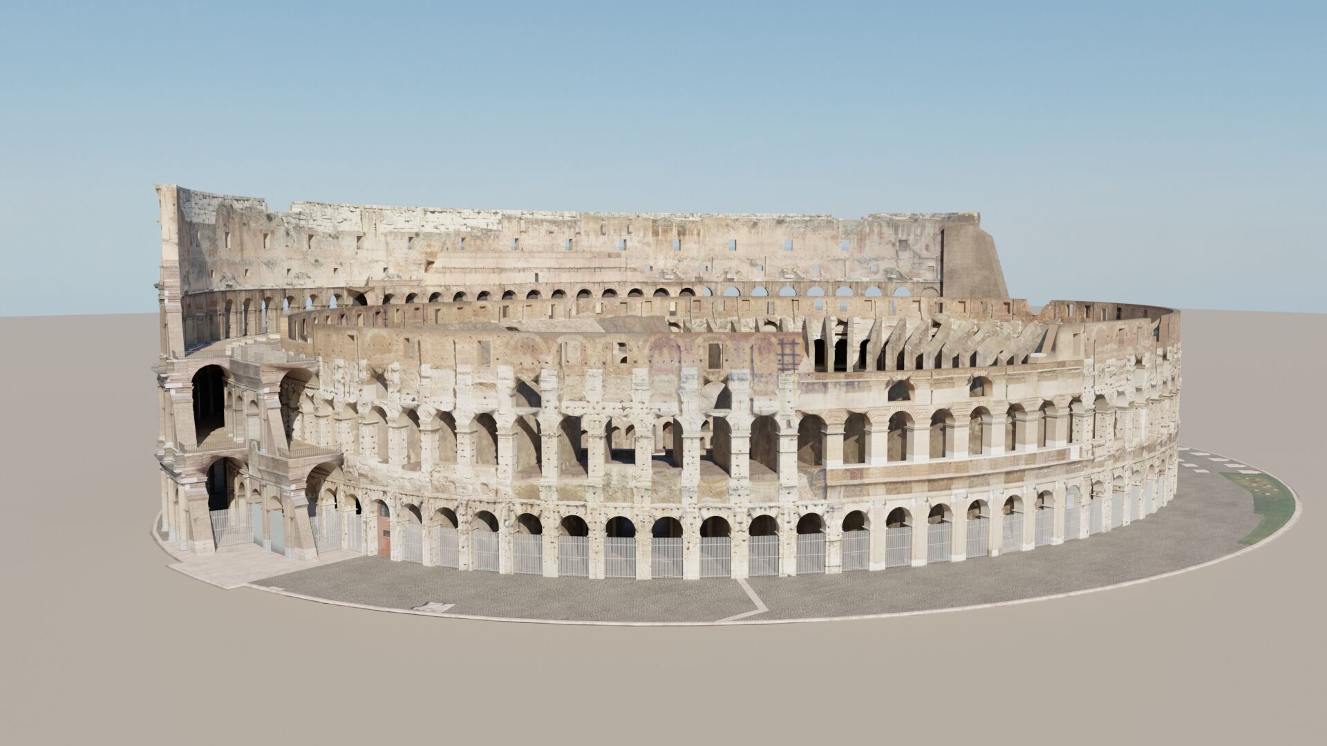 Roman Colosseum Ruins Ultra High Detail 8K PBR Textures 3D model_4