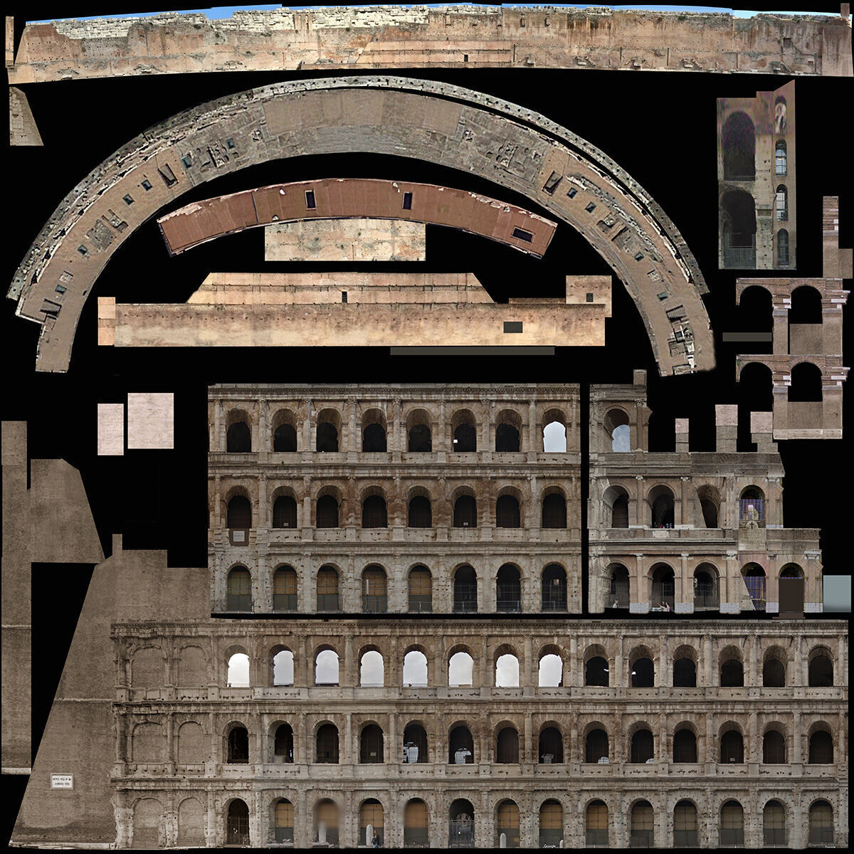 Roman Colosseum Ruins Ultra High Detail 8K PBR Textures 3D model_12