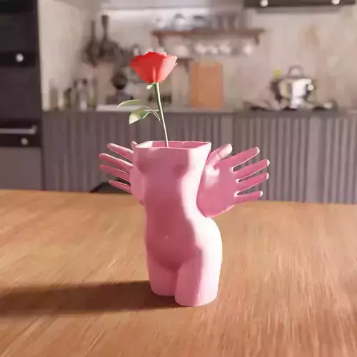 Woman Body with Wing Hand Vase - 051 3D print model