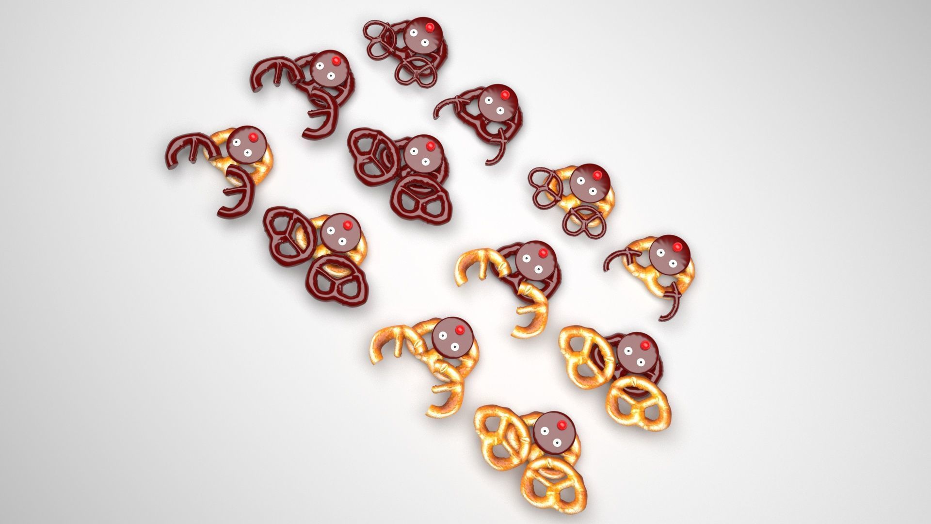 Reindeer Pretzels Set 3D model_4