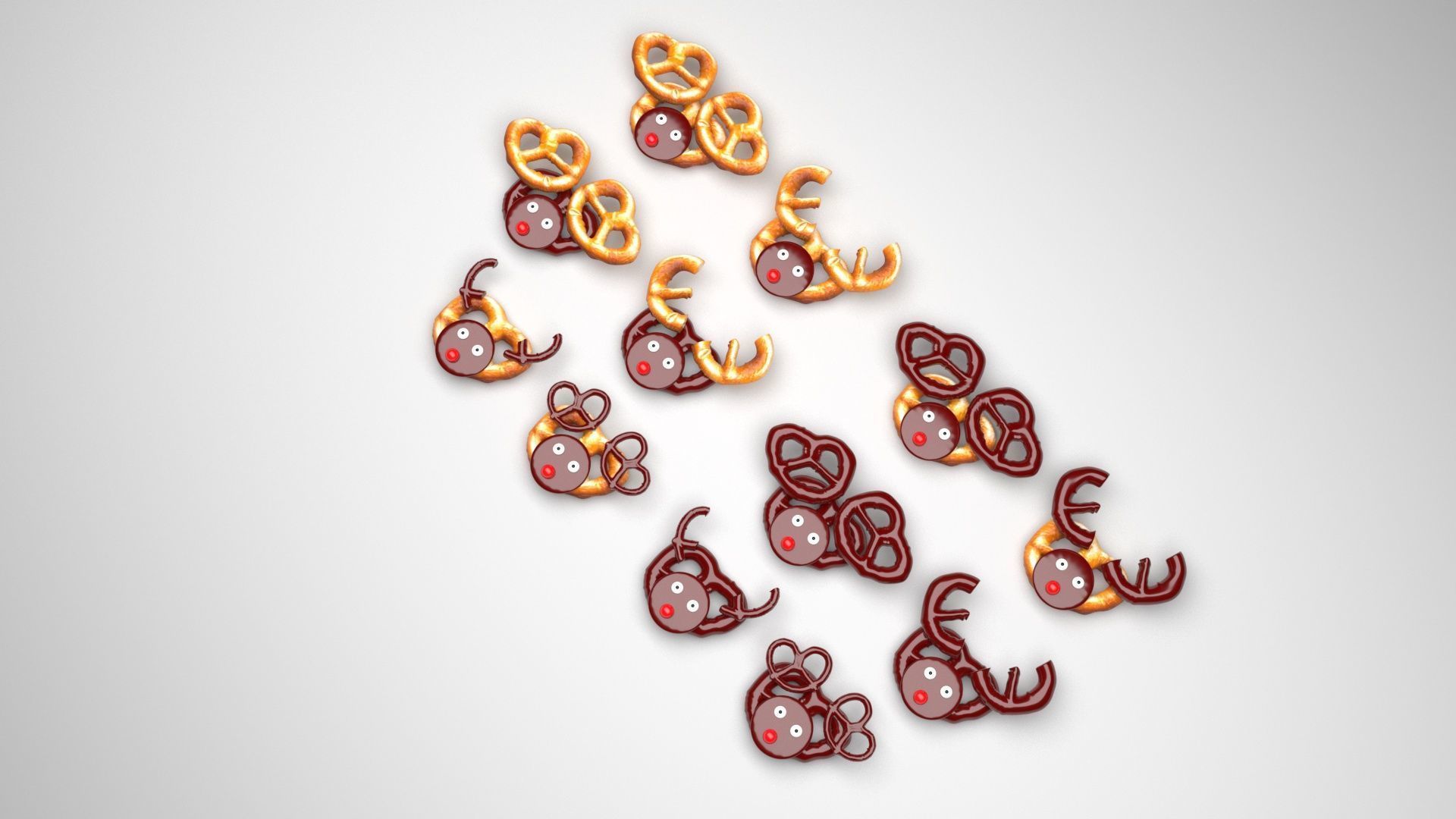 Reindeer Pretzels Set 3D model_1