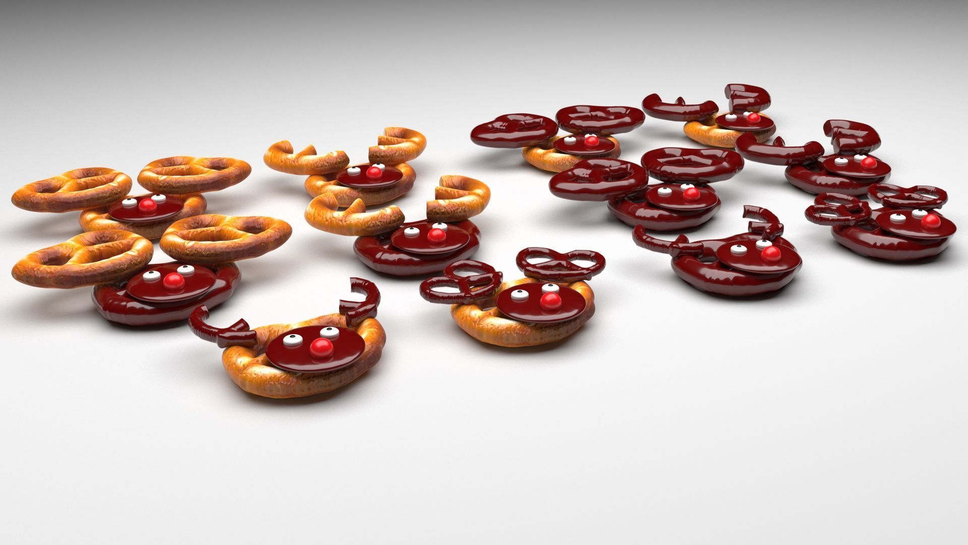 Reindeer Pretzels Set 3D model_5