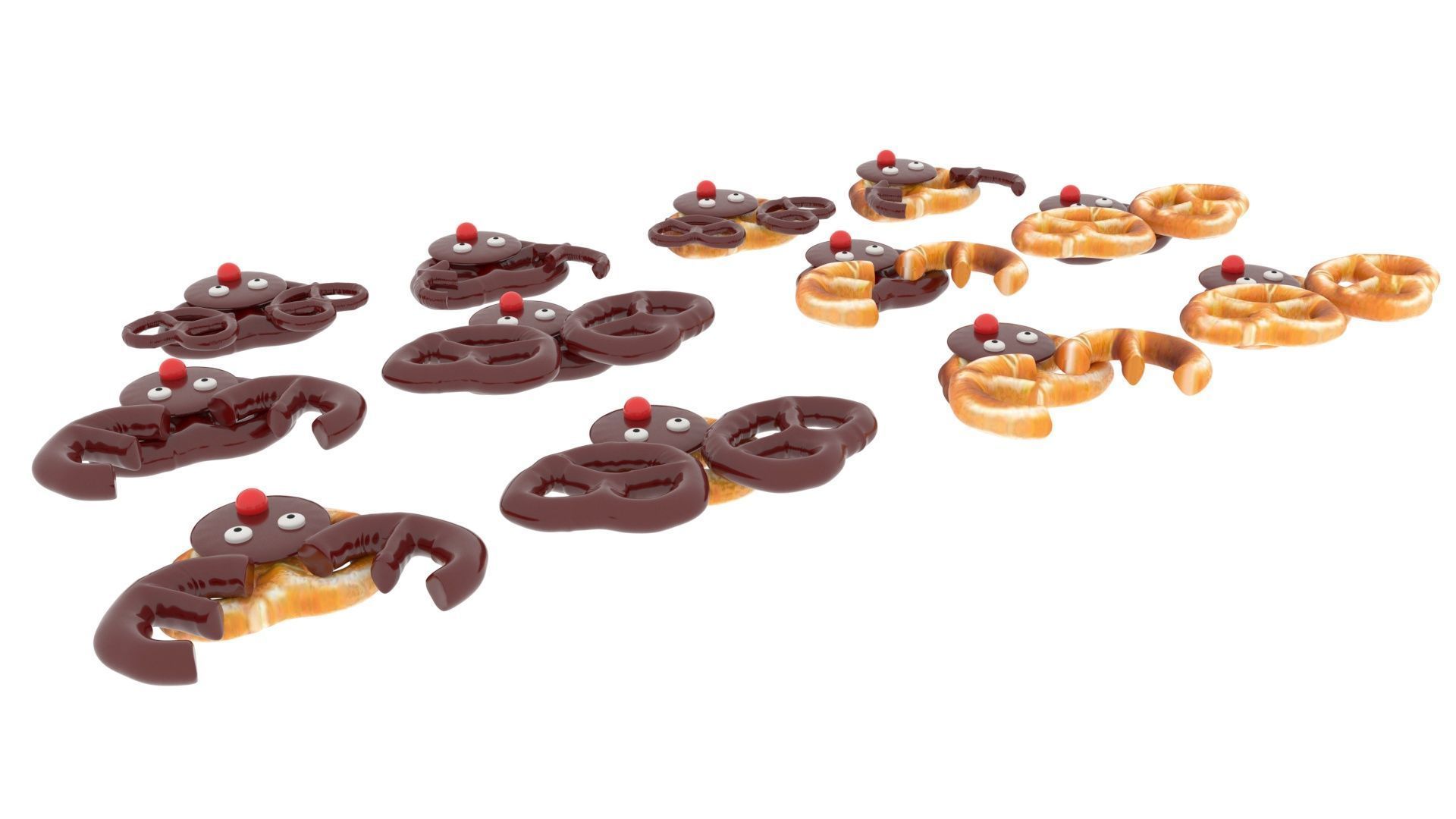 Reindeer Pretzels Set 3D model_10