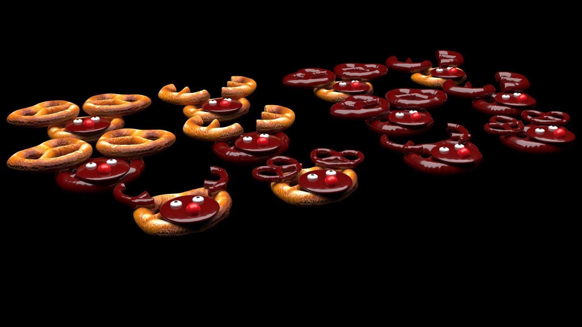 Reindeer Pretzels Set 3D model_7