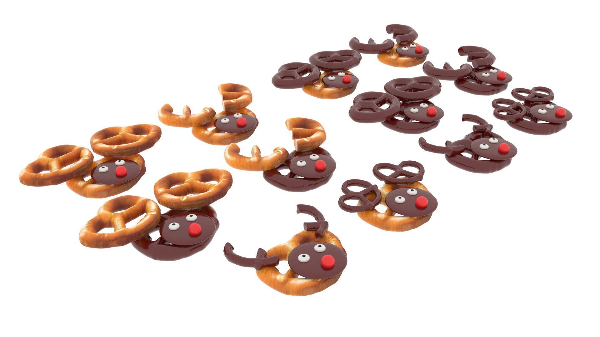 Reindeer Pretzels Set 3D model_8
