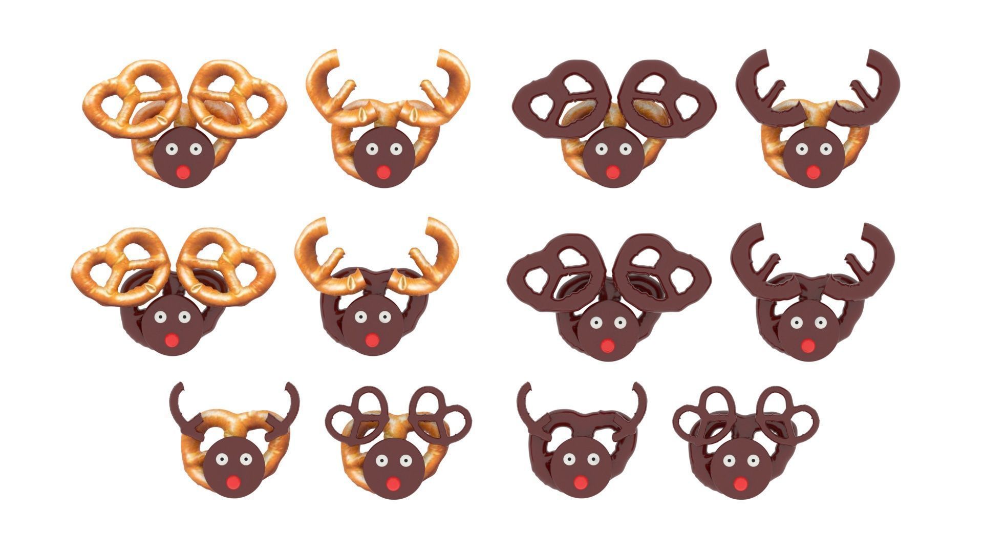 Reindeer Pretzels Set 3D model_14
