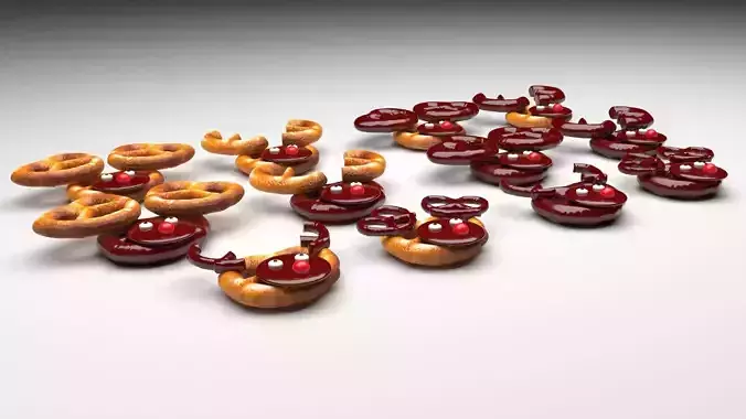 Reindeer Pretzels Set 3D model