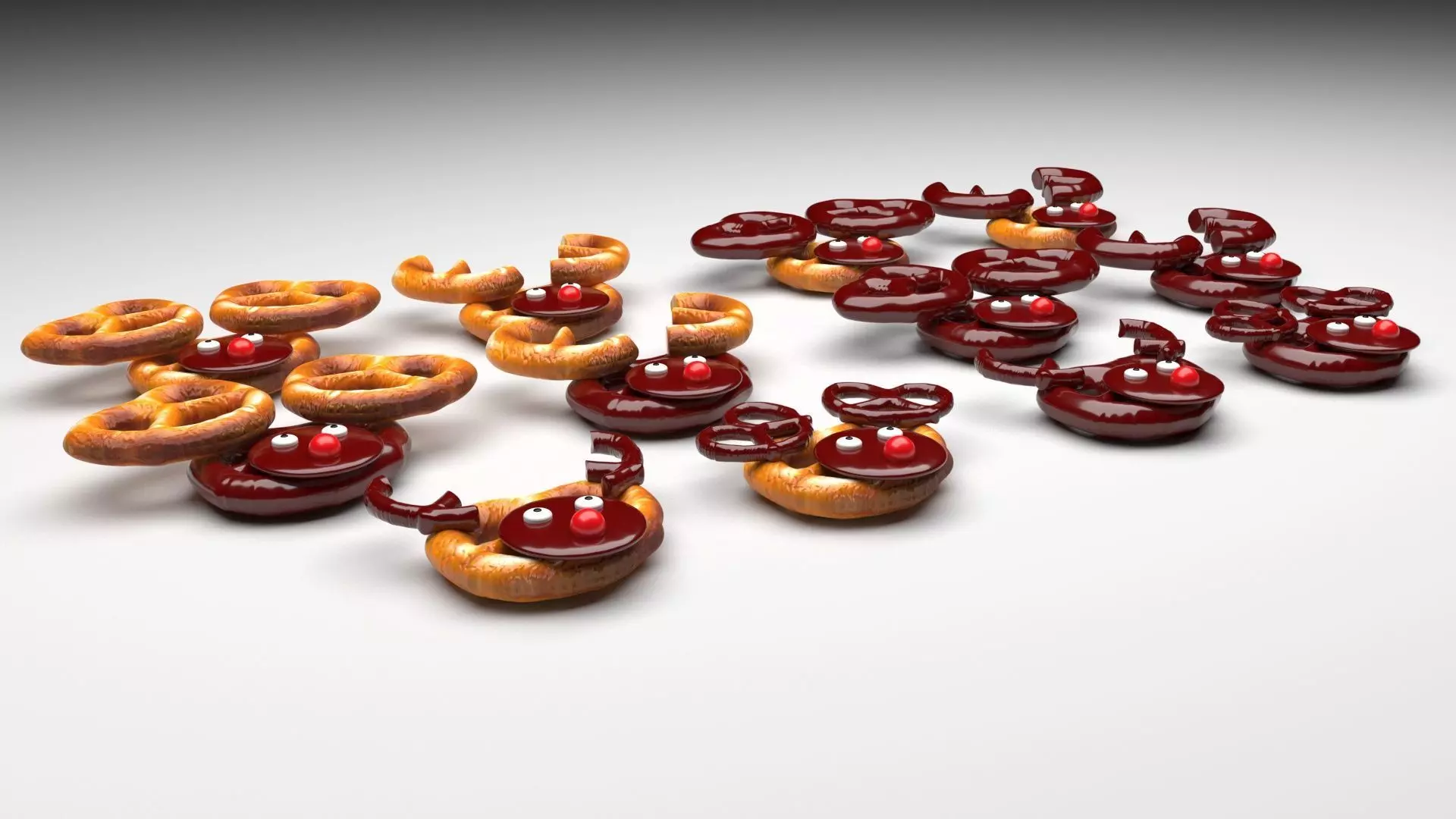 Reindeer Pretzels Set 3D model_0