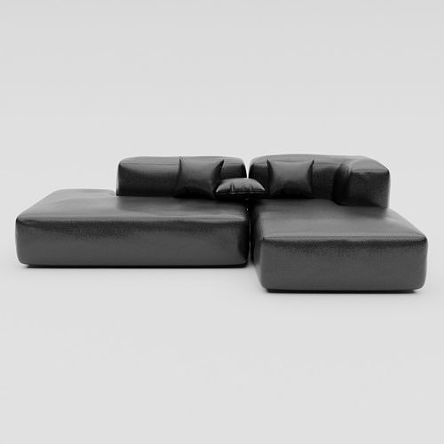Modern Modular Leather Sofa 3D model