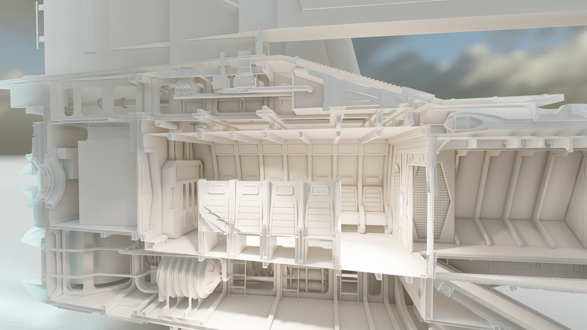 Star Wars Lambda T4A Class Shuttle with full interior 3D model_64