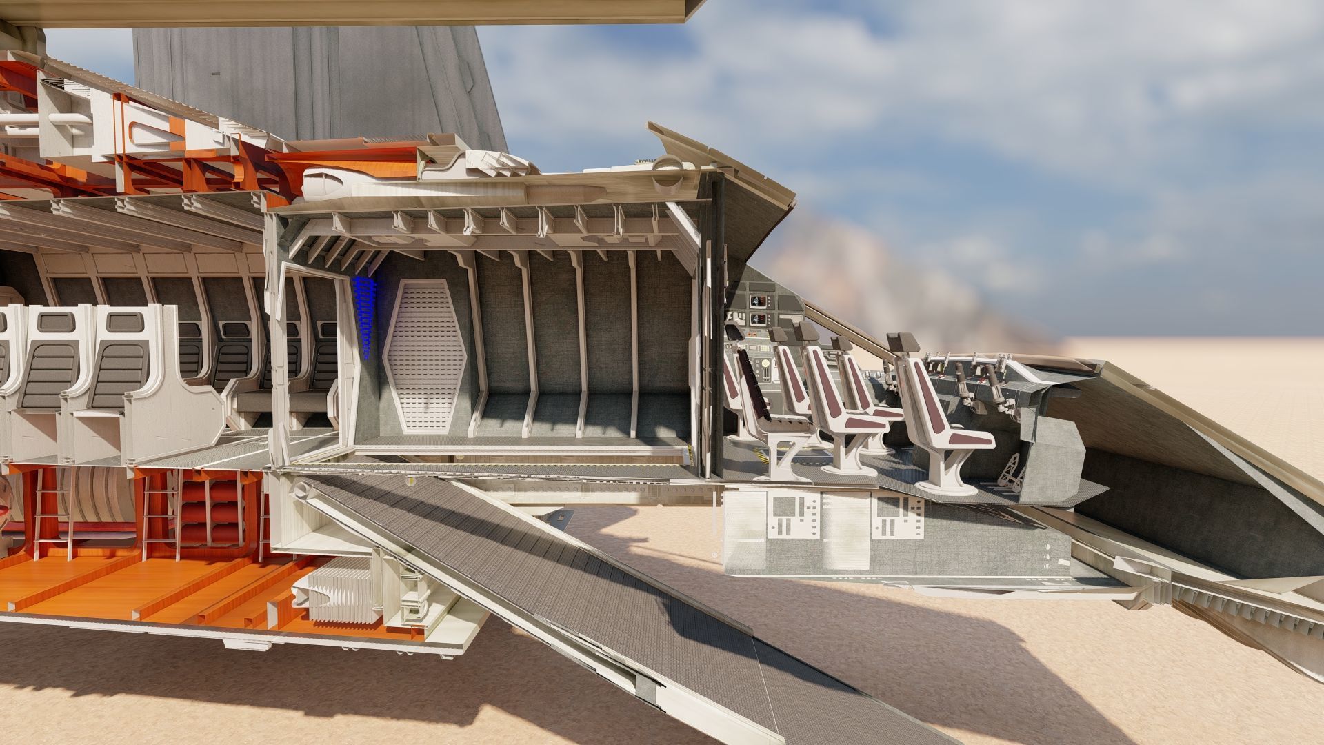 Star Wars Lambda T4A Class Shuttle with full interior 3D model_47