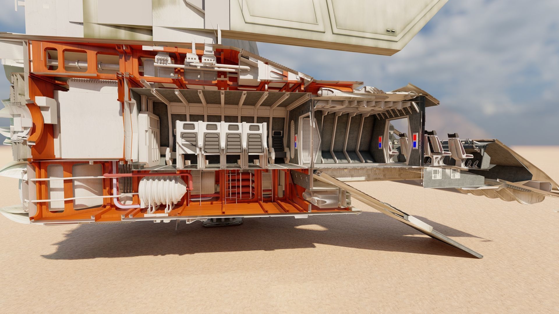 Star Wars Lambda T4A Class Shuttle with full interior 3D model_48