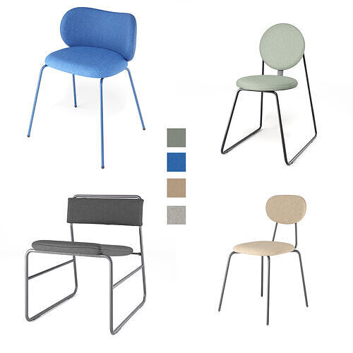 Modern Ikea Chair Set  Low-poly 3D model