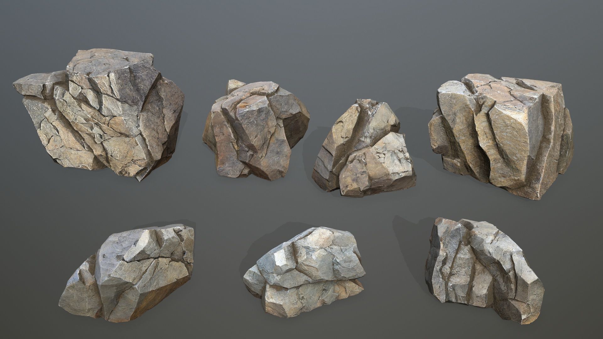 cliff rocks Low-poly 3D model_1