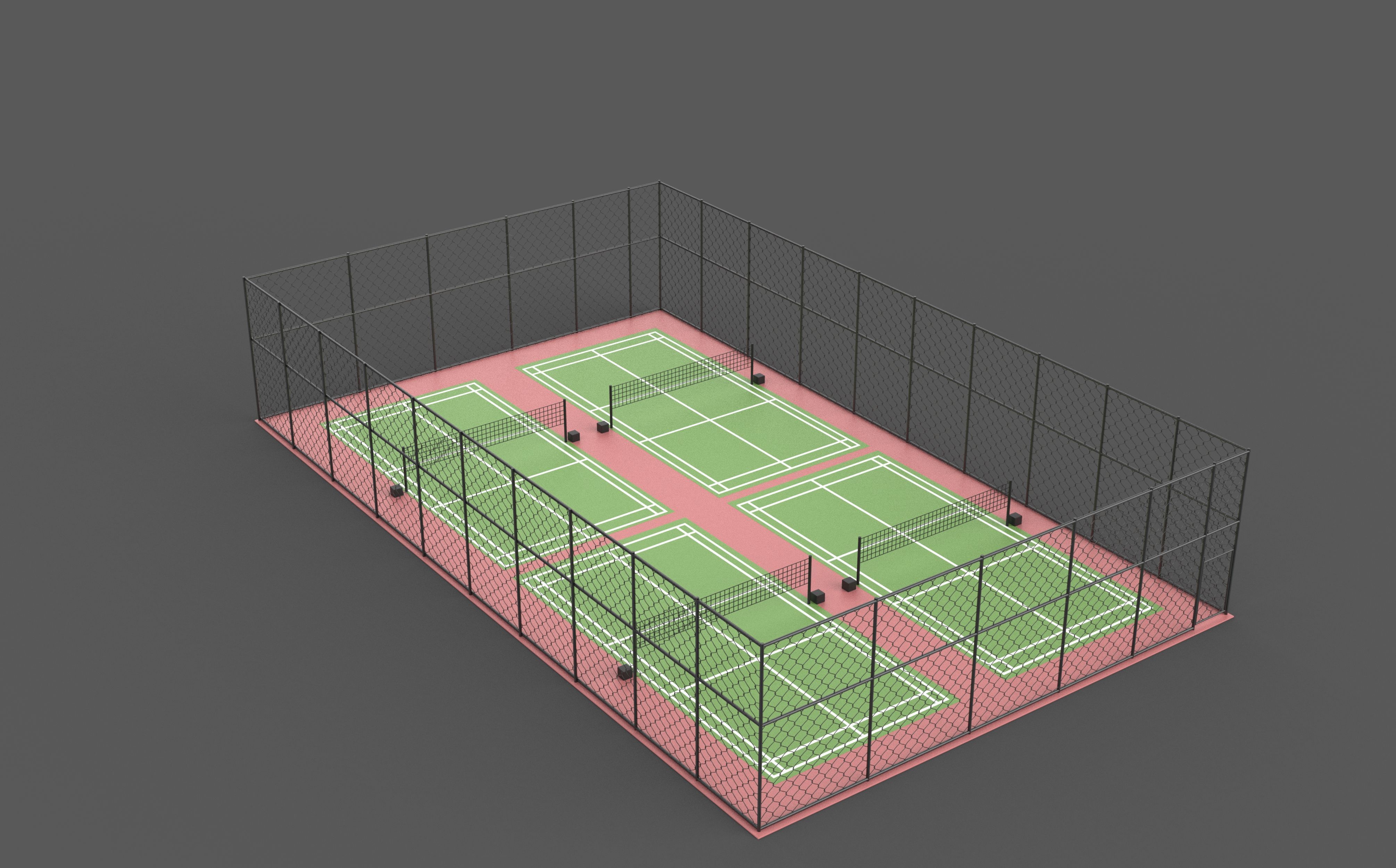 Outdoor Badminton Court 3D model_6
