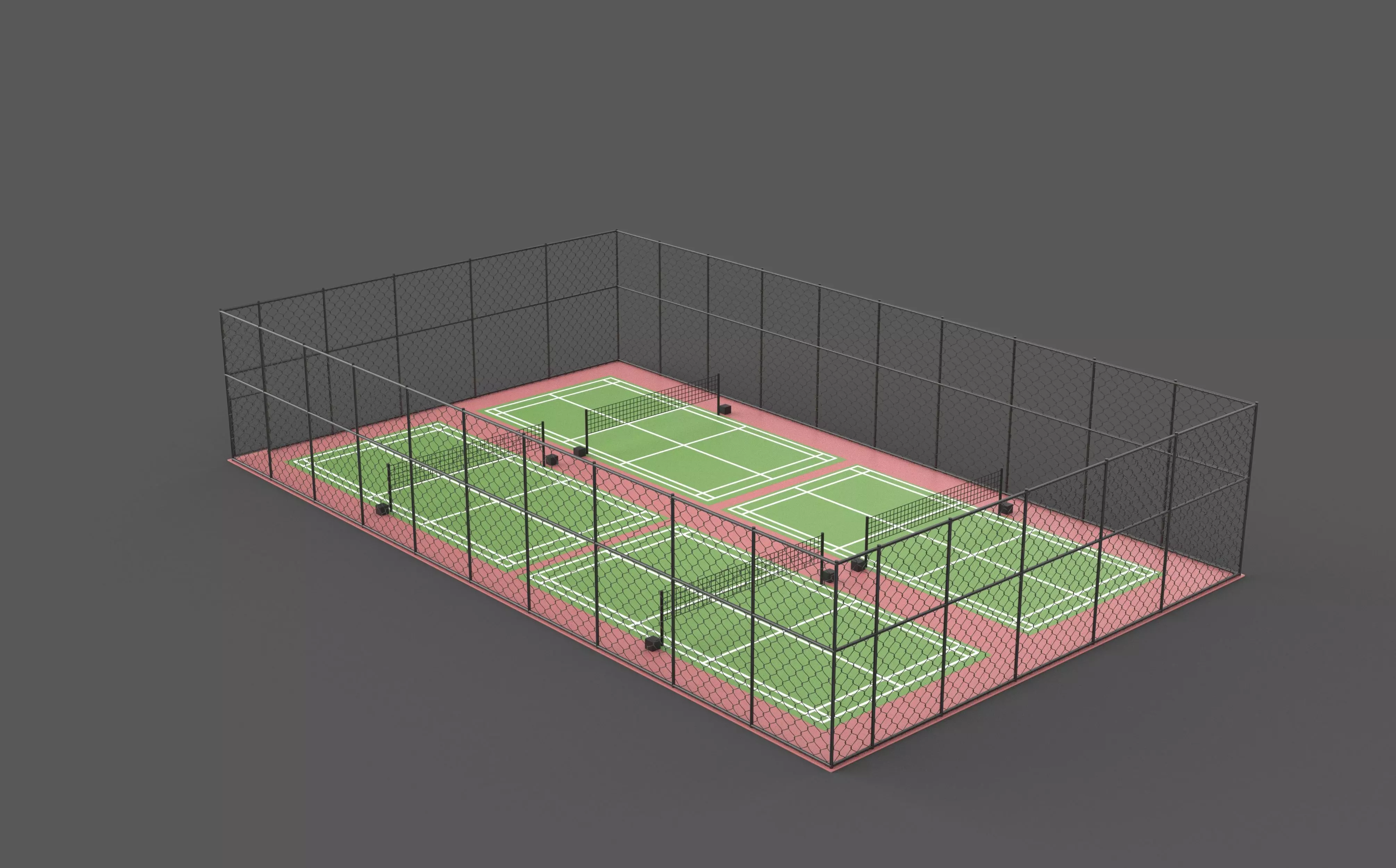 Outdoor Badminton Court 3D model_0