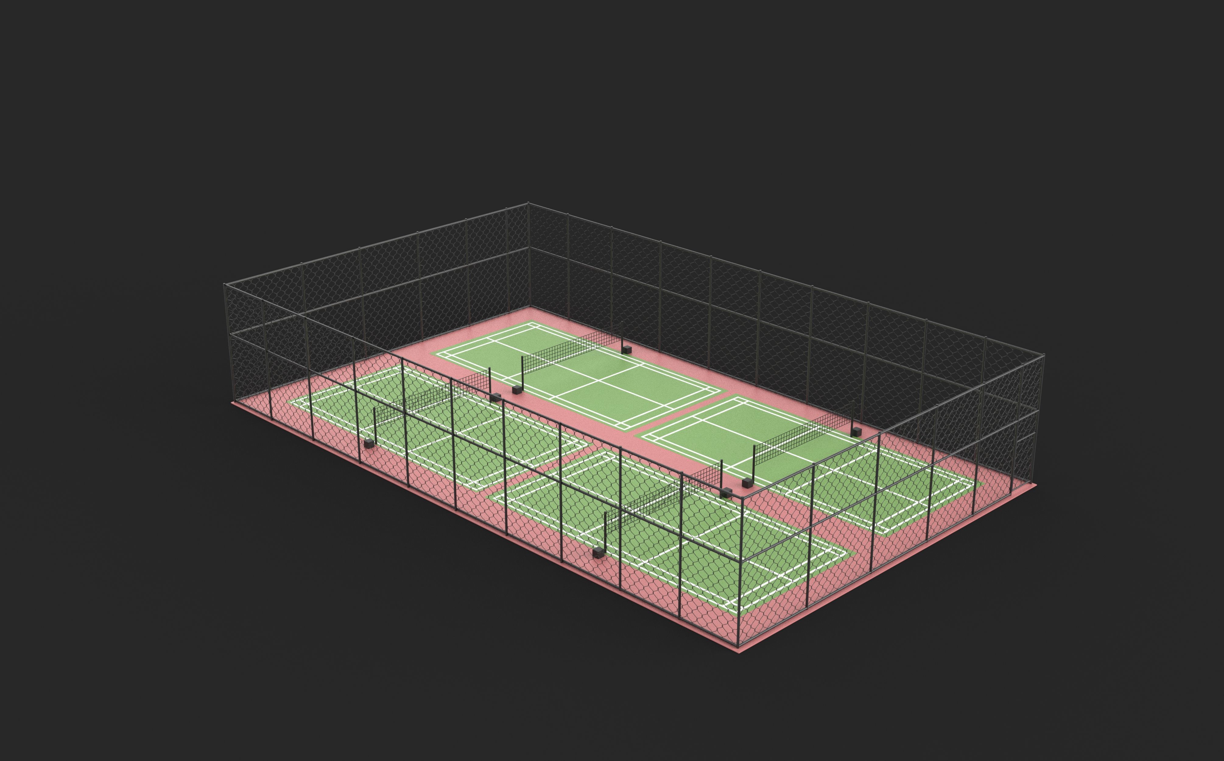Outdoor Badminton Court 3D model_4