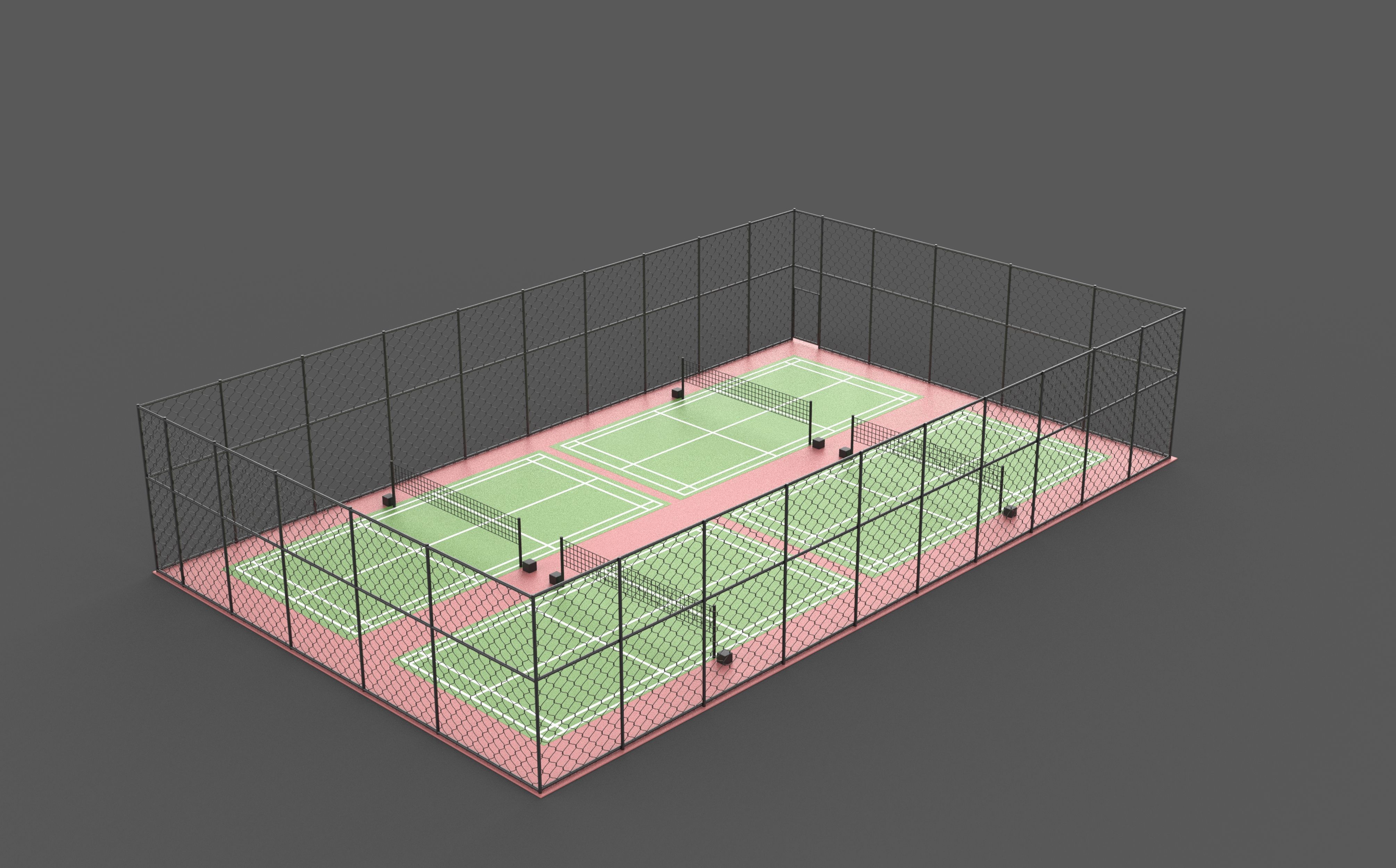 Outdoor Badminton Court 3D model_9