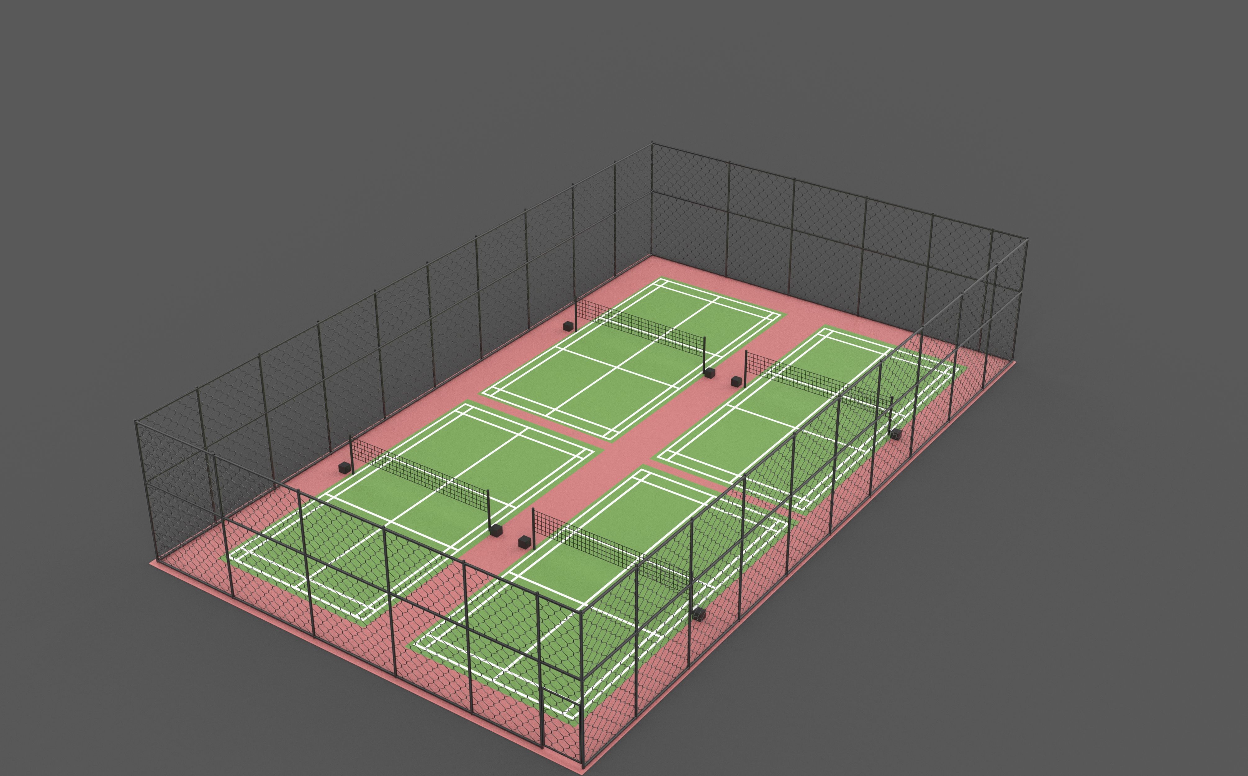 Outdoor Badminton Court 3D model_10
