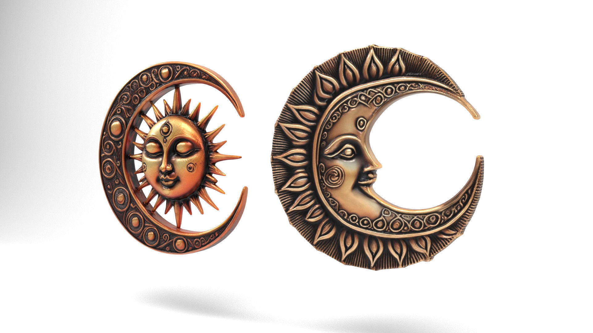 Decorative moons 2 Low-poly 3D model_1