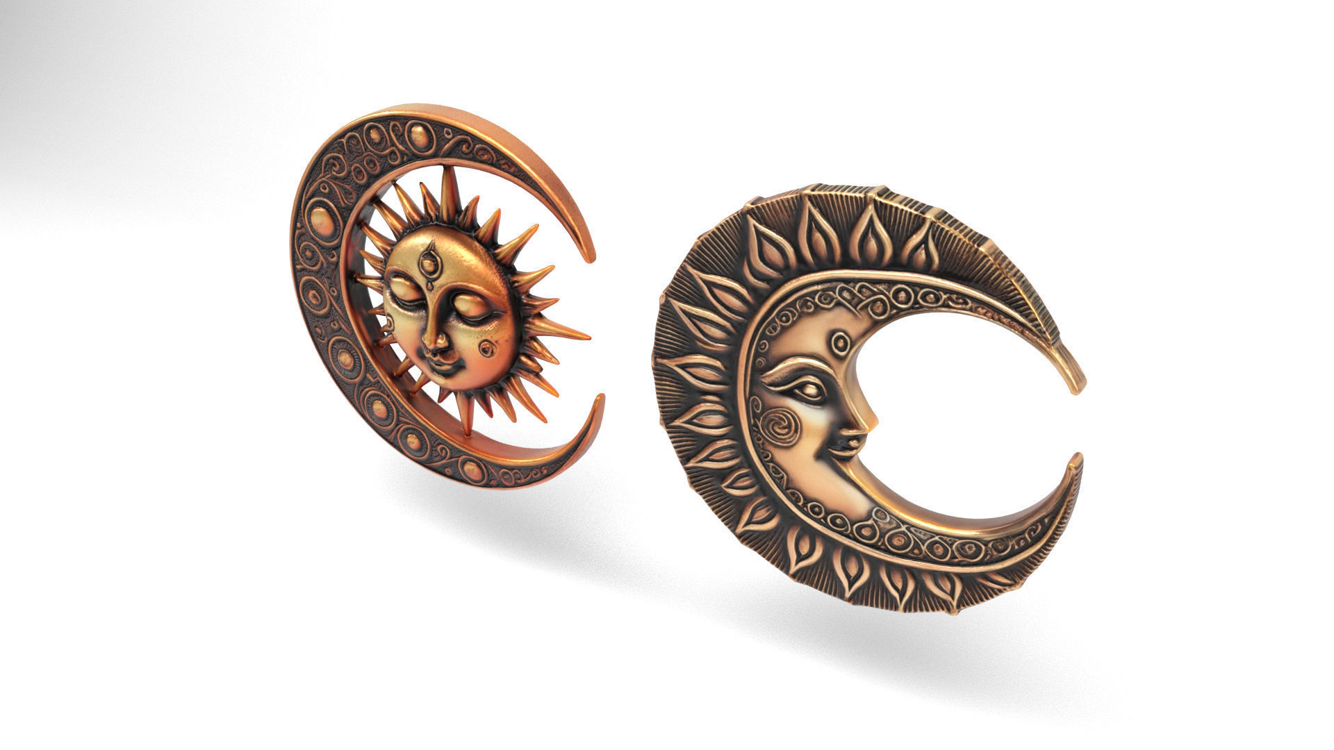 Decorative moons 2 Low-poly 3D model_4