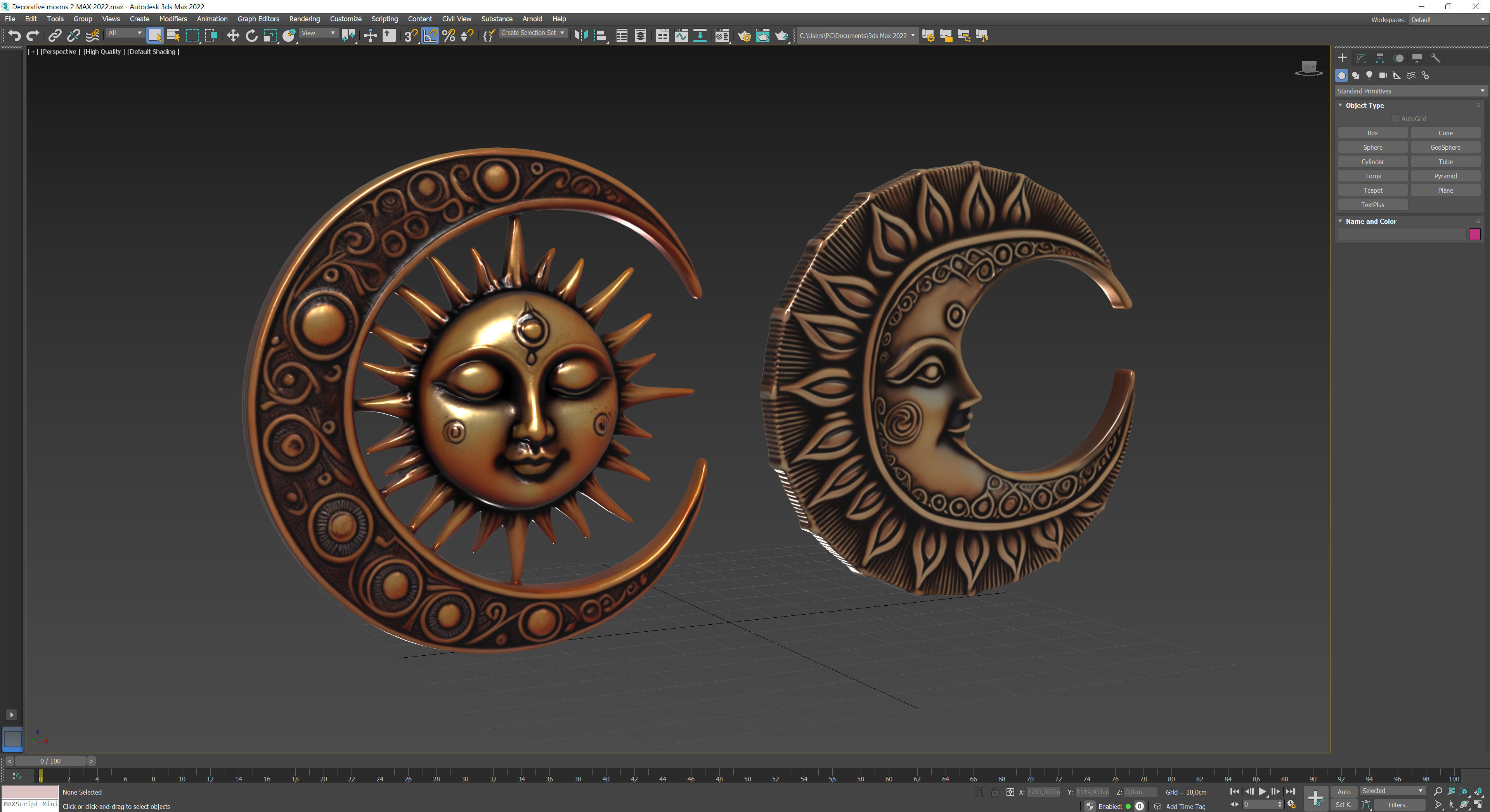 Decorative moons 2 Low-poly 3D model_9