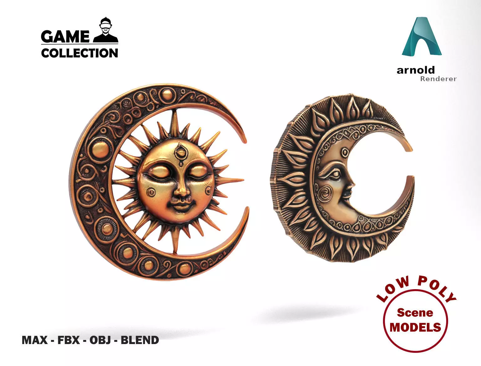 Decorative moons 2 Low-poly 3D model_0