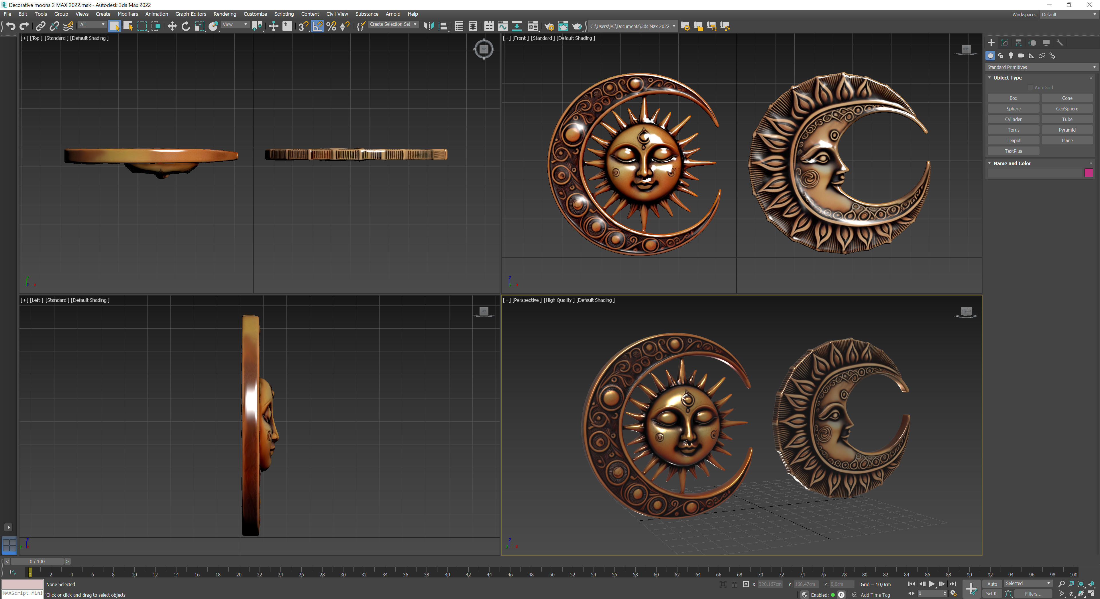 Decorative moons 2 Low-poly 3D model_8
