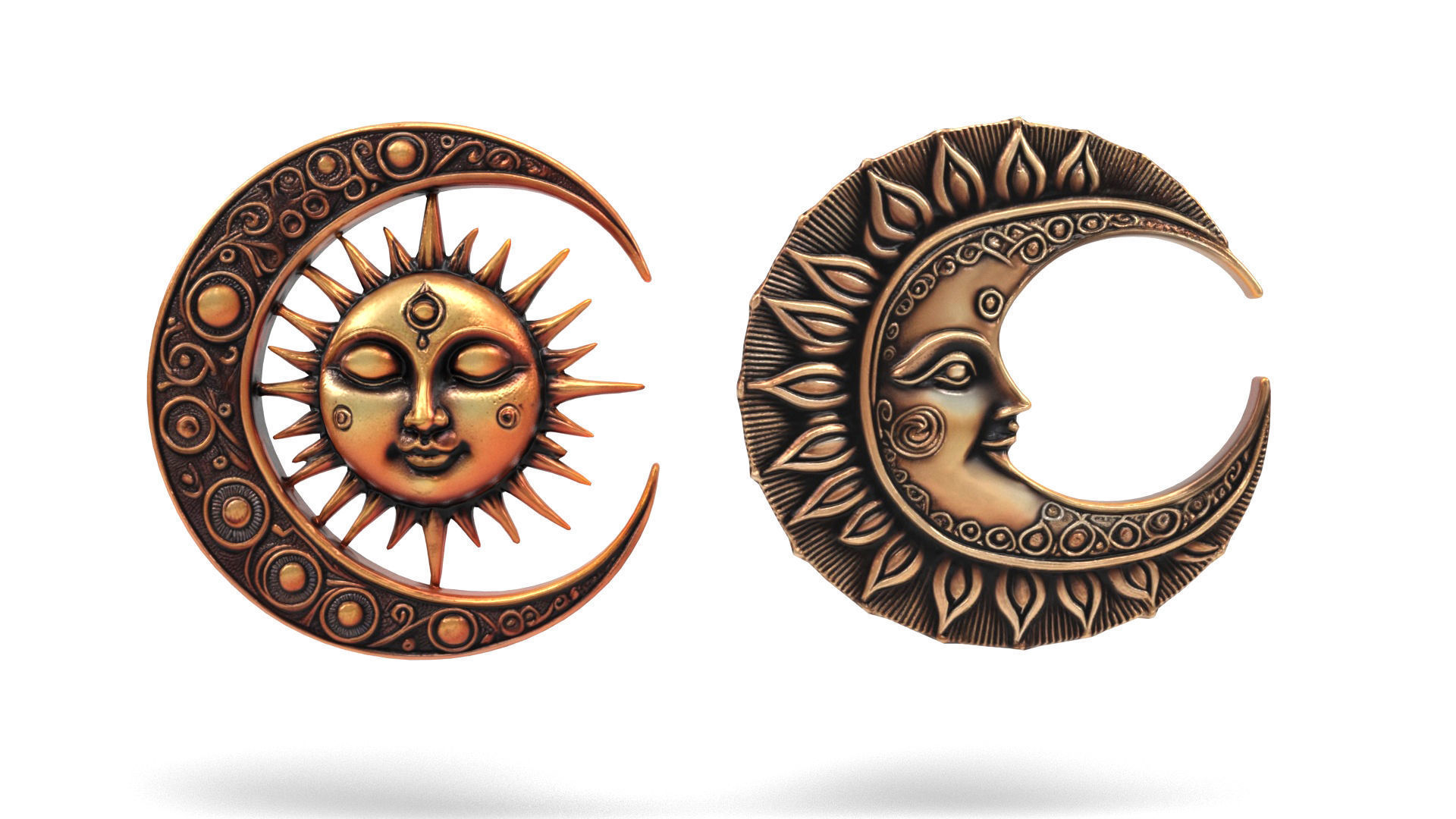 Decorative moons 2 Low-poly 3D model_3