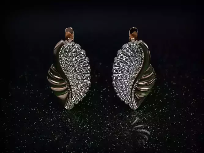 Aesthetic earrings with leaf design 3D print model