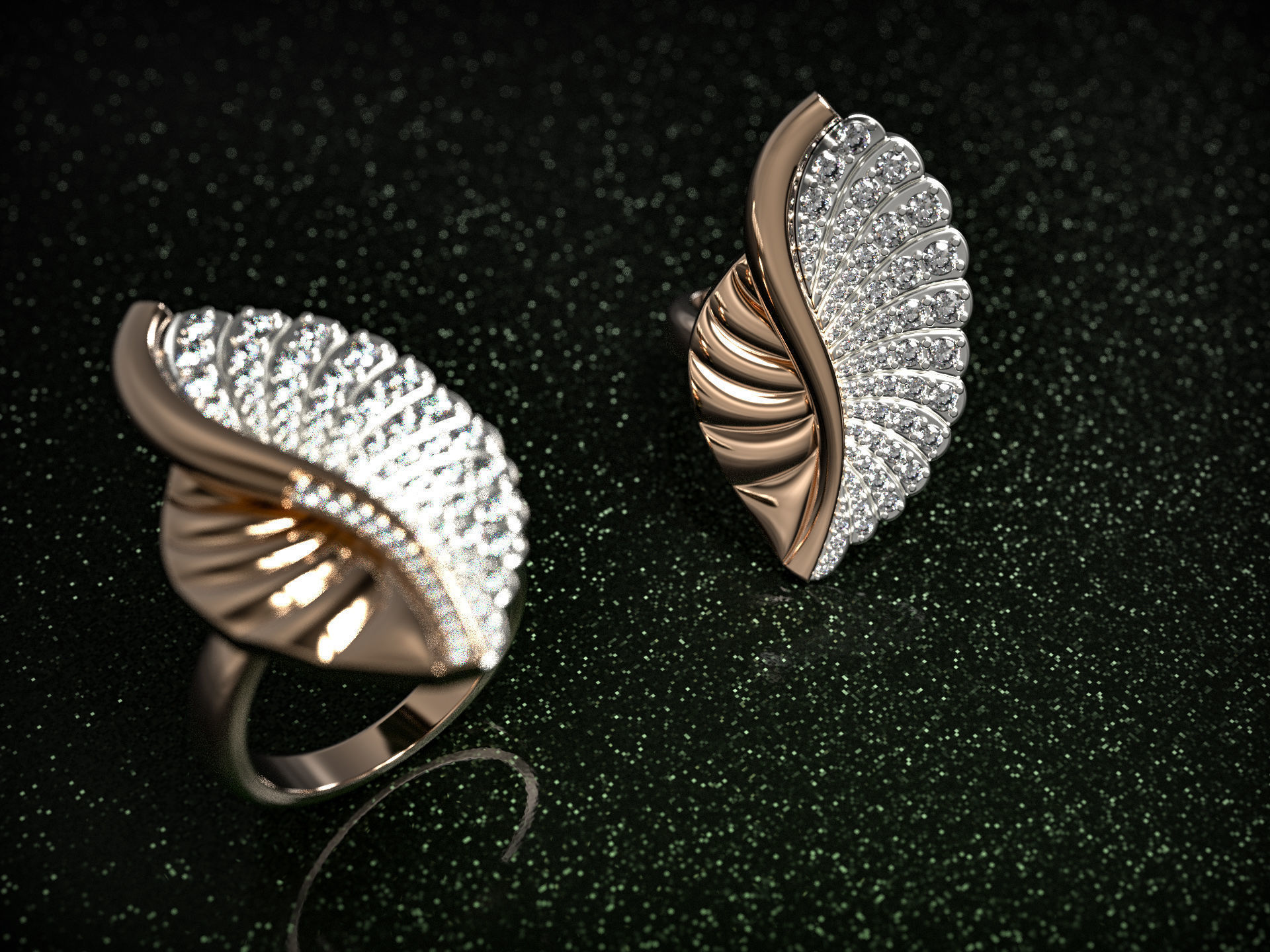 Aesthetic ring with leaf design 3D print model_1